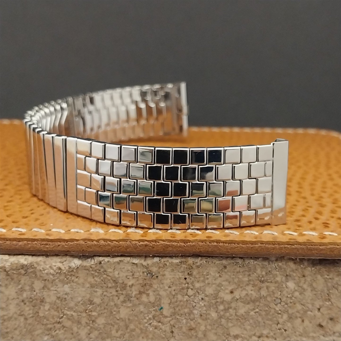 Vintage 17.2mm 1950s Brick Link JB Champion Stainless Steel Unused Watch Band