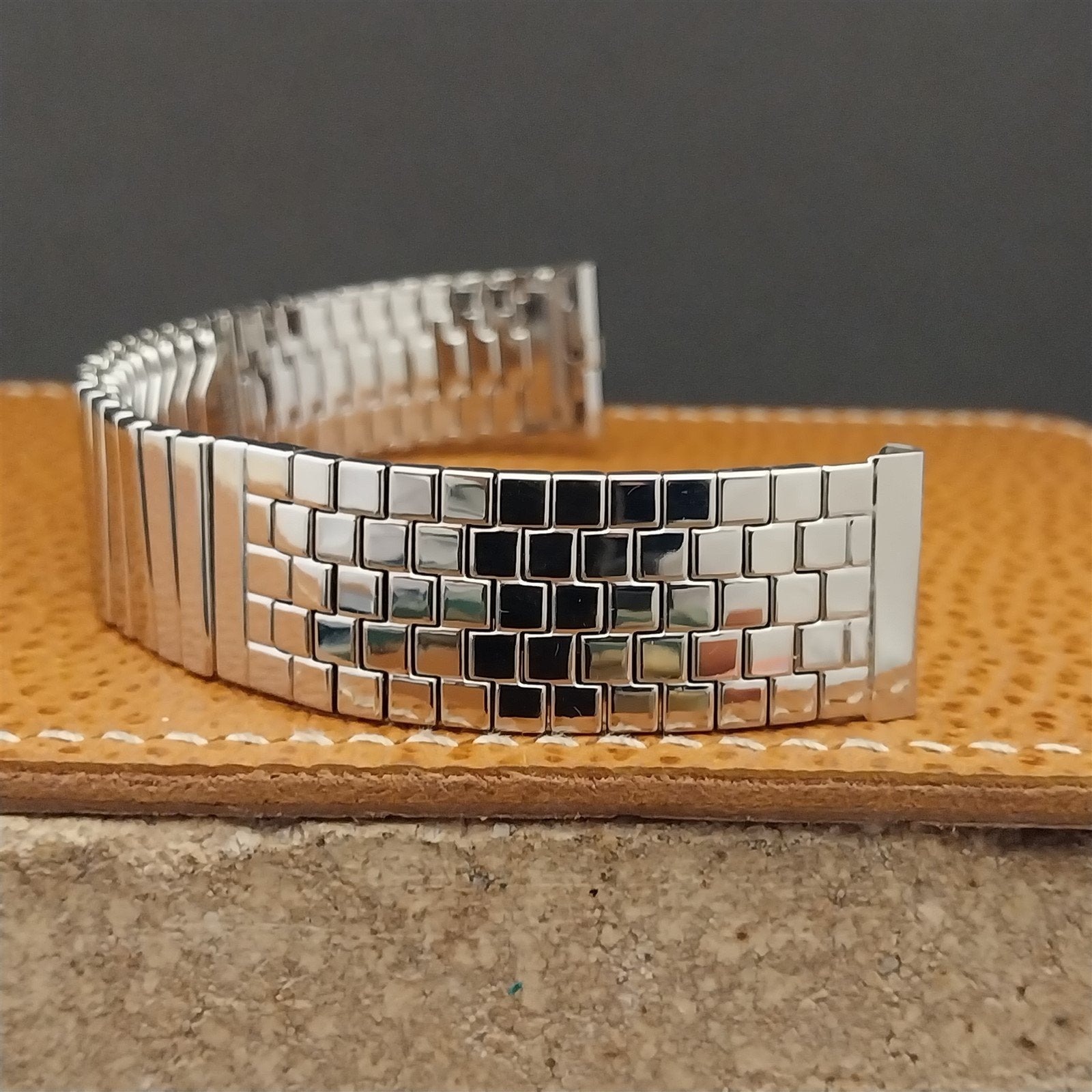 Vintage 17.2mm 1950s Brick Link JB Champion Stainless Steel Unused Watch Band