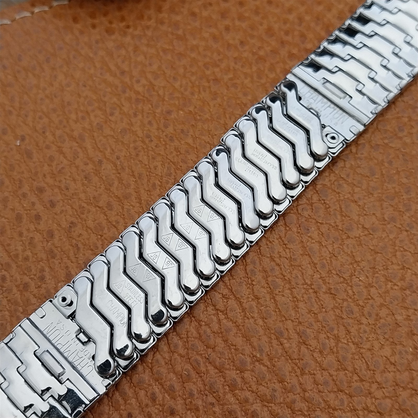 Vintage 17.2mm 1950s Brick Link JB Champion Stainless Steel Unused Watch Band