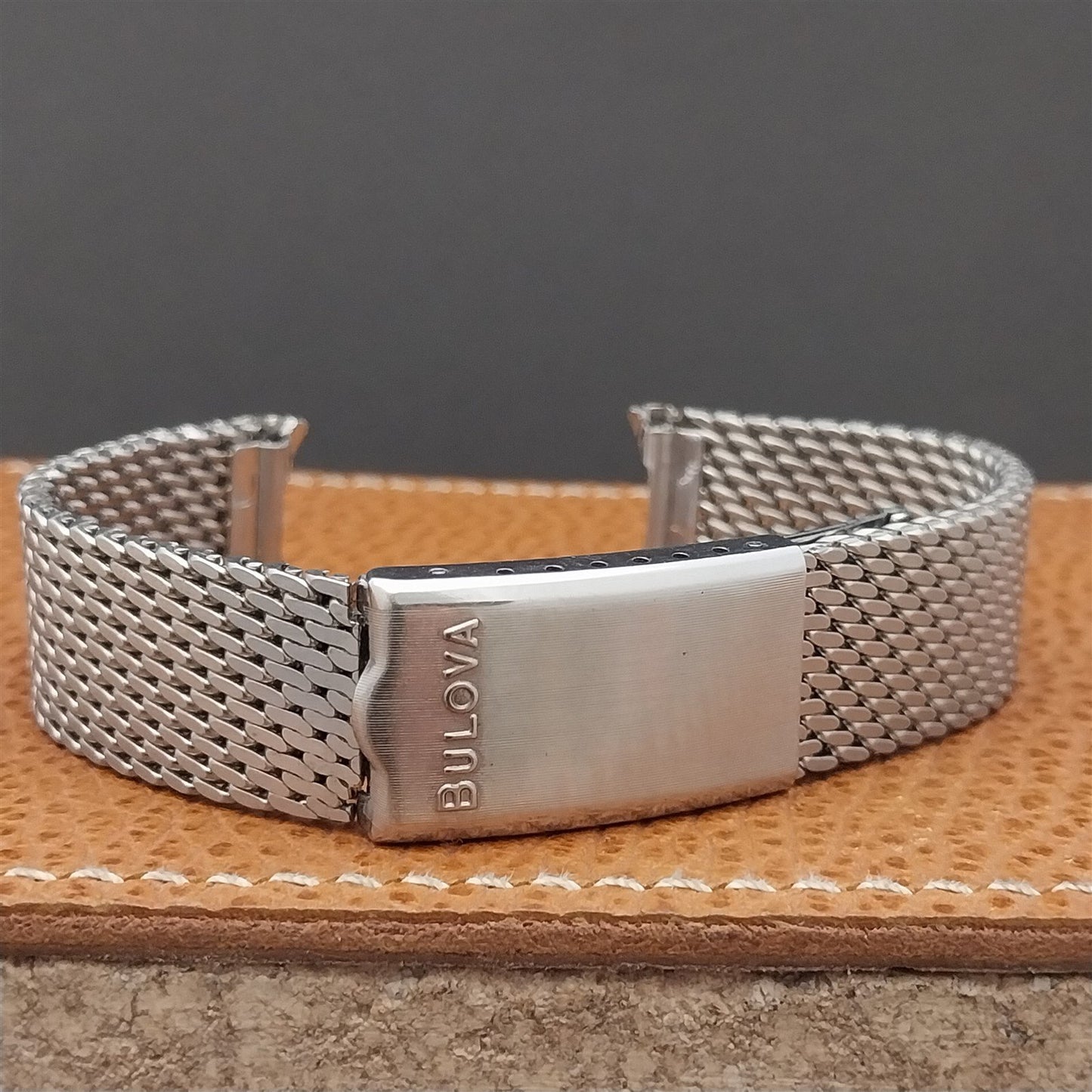 Long Vintage Bulova Thick Stainless Steel Mesh Snorkel Diver Unused Watch Band