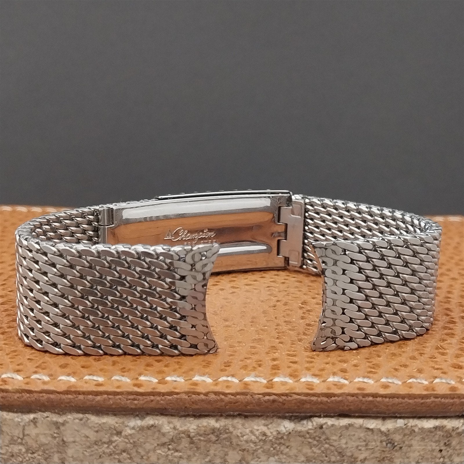 Long Vintage Bulova Thick Stainless Steel Mesh Snorkel Diver Unused Watch Band