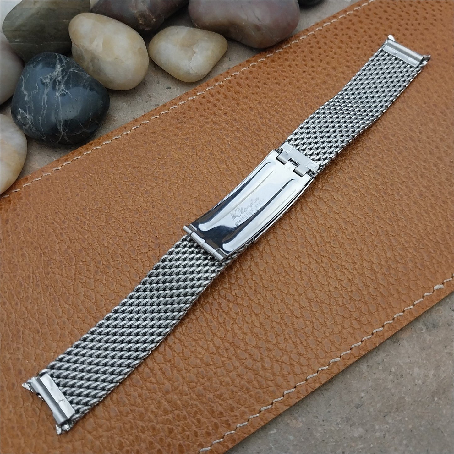 Long Vintage Bulova Thick Stainless Steel Mesh Snorkel Diver Unused Watch Band