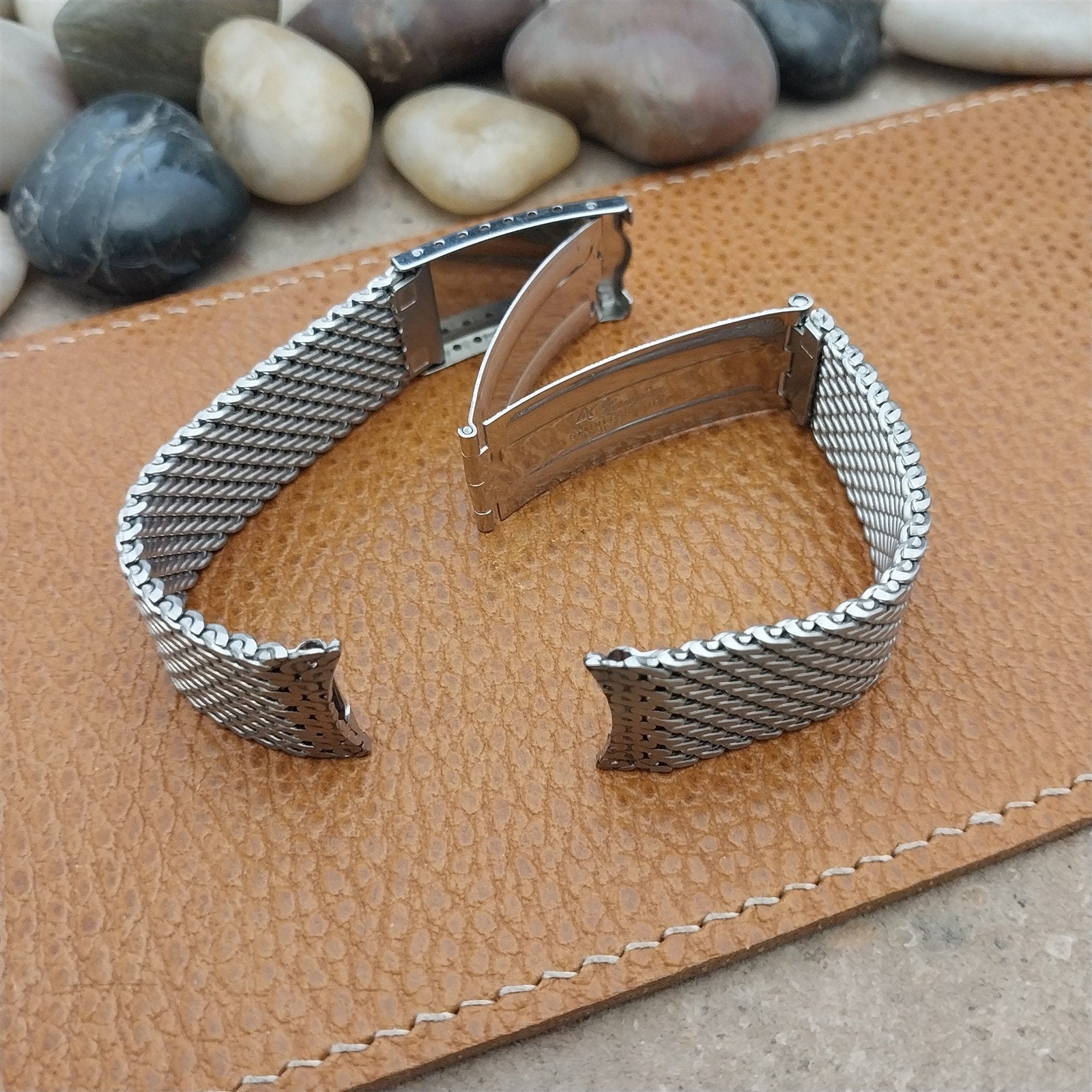 Long Vintage Bulova Thick Stainless Steel Mesh Snorkel Diver Unused Watch Band