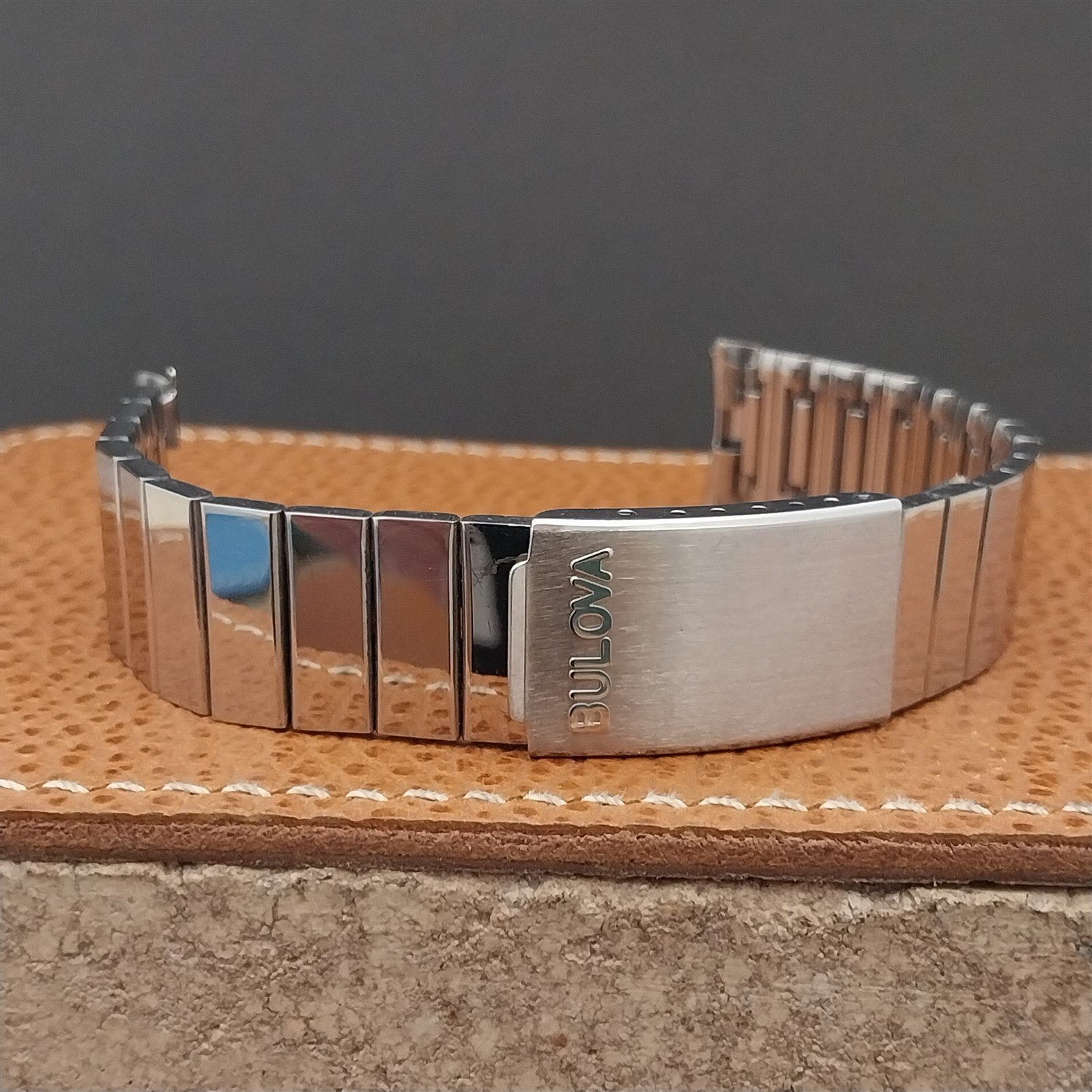 Vintage Bulova 17mm Stainless Steel Bar Link Baldwin Unused NOS 1970s Watch Band