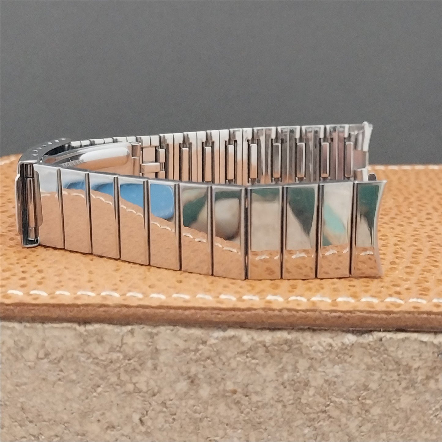 Vintage Bulova 17mm Stainless Steel Bar Link Baldwin Unused NOS 1970s Watch Band