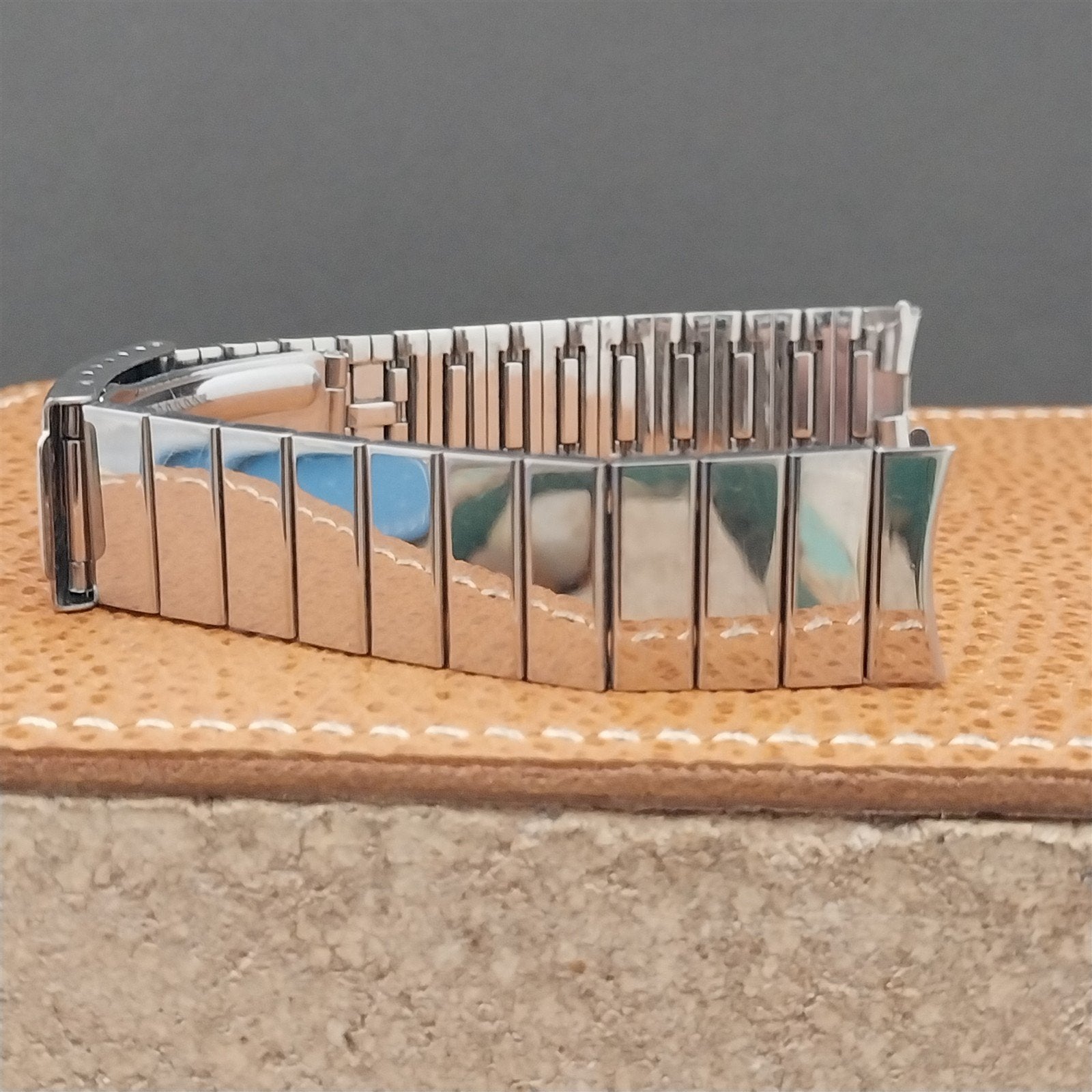 Vintage Bulova 17mm Stainless Steel Bar Link Baldwin Unused NOS 1970s Watch Band