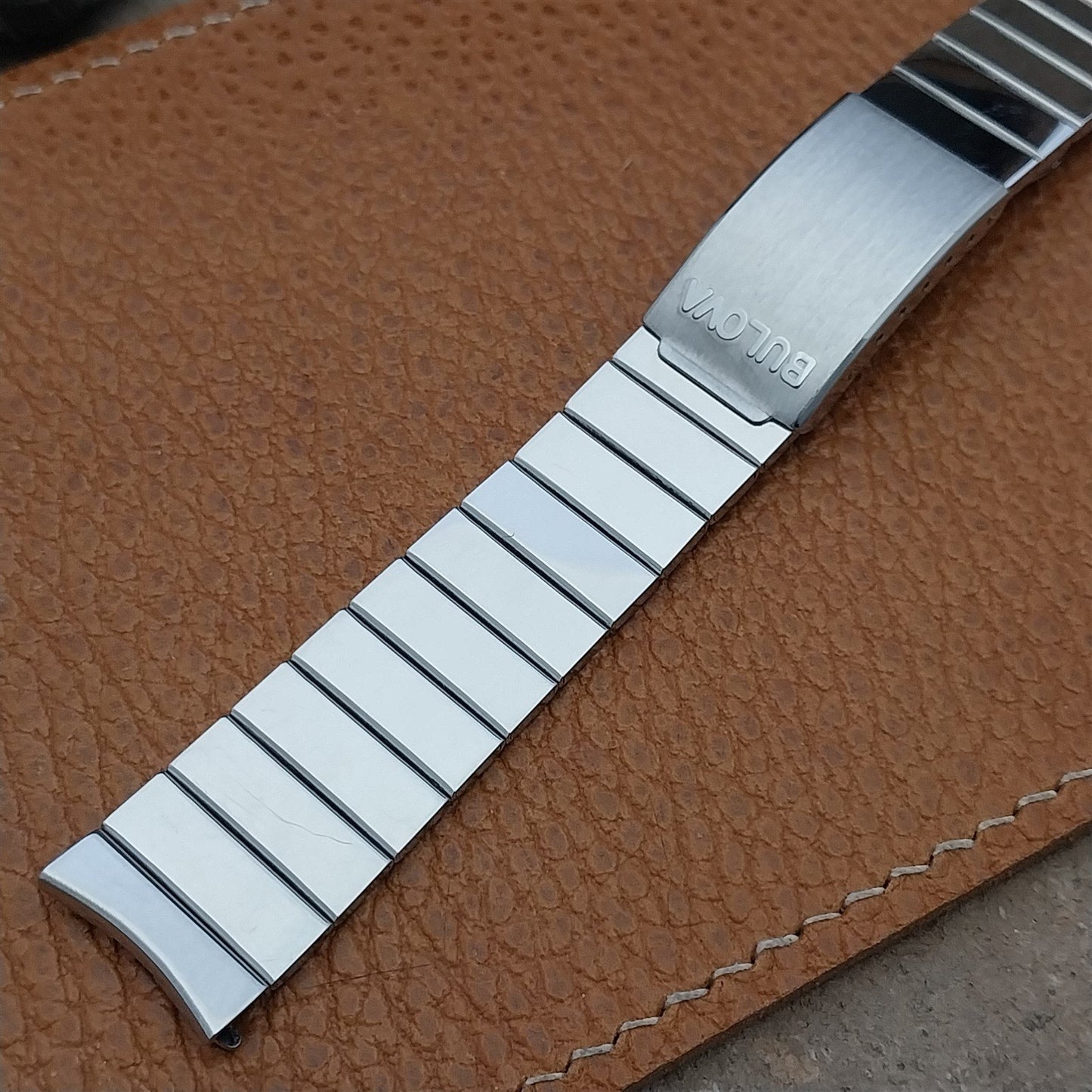 Vintage Bulova 17mm Stainless Steel Bar Link Baldwin Unused NOS 1970s Watch Band