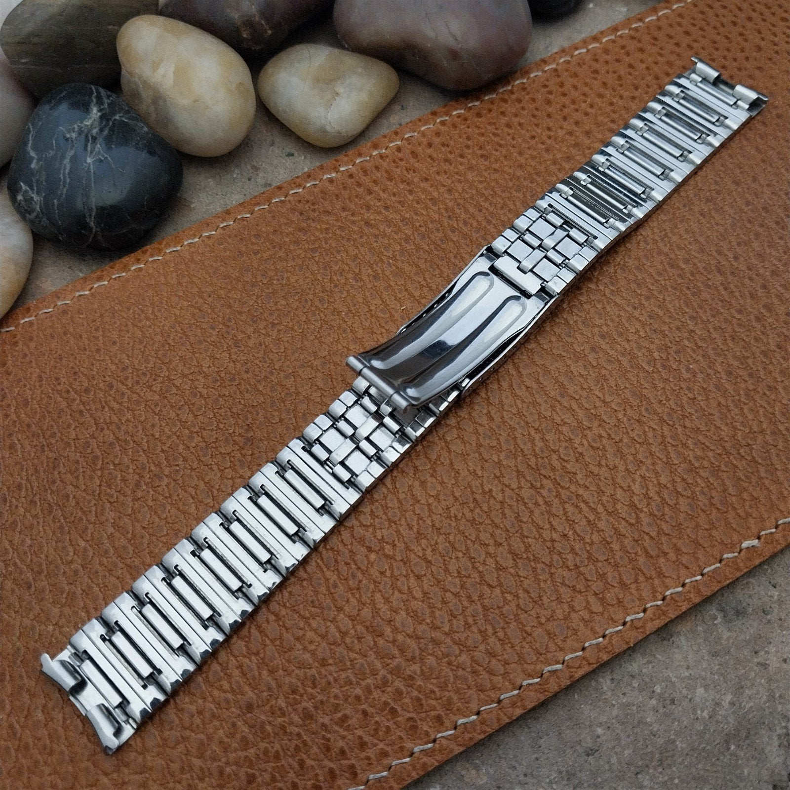 Vintage Bulova 17mm Stainless Steel Bar Link Baldwin Unused NOS 1970s Watch Band