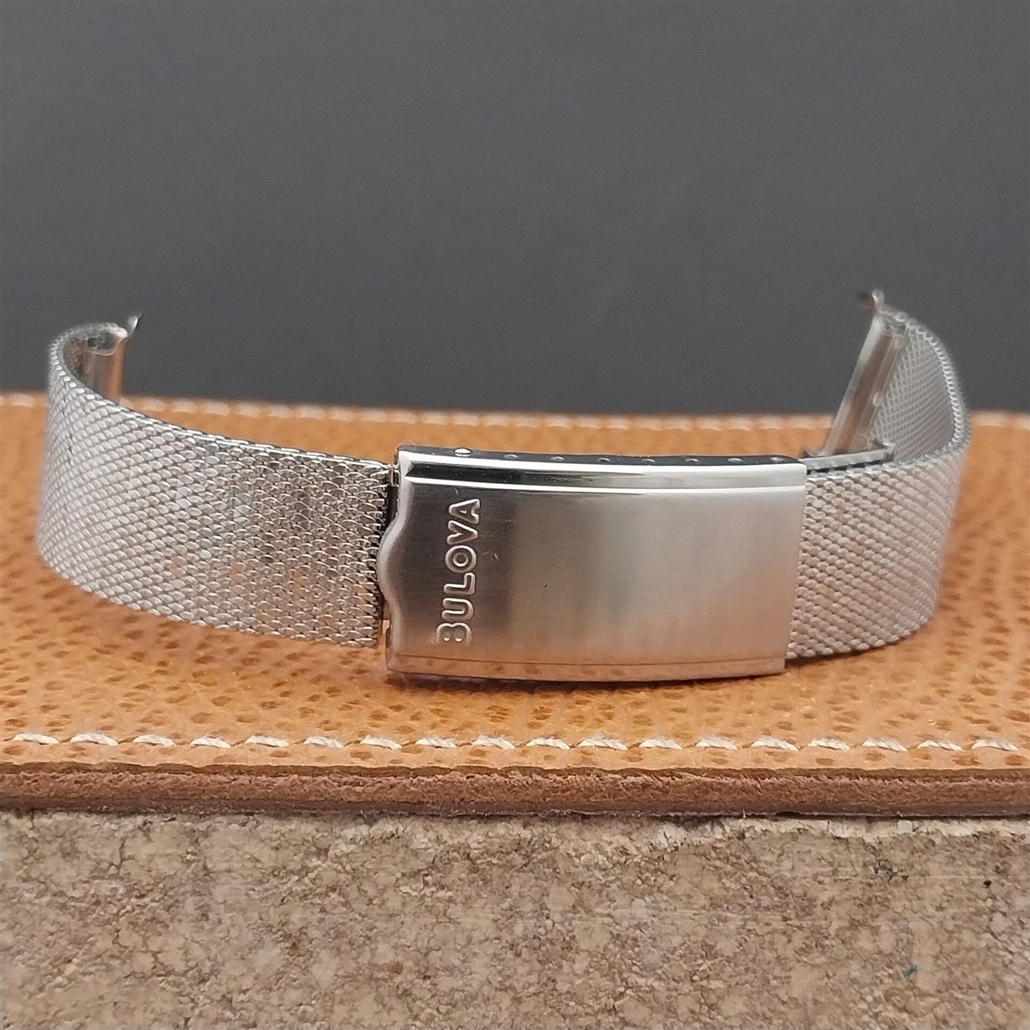Bulova 17.2mm Stainless Steel Mesh Flat-End nos 1970s Unused Vintage Watch Band