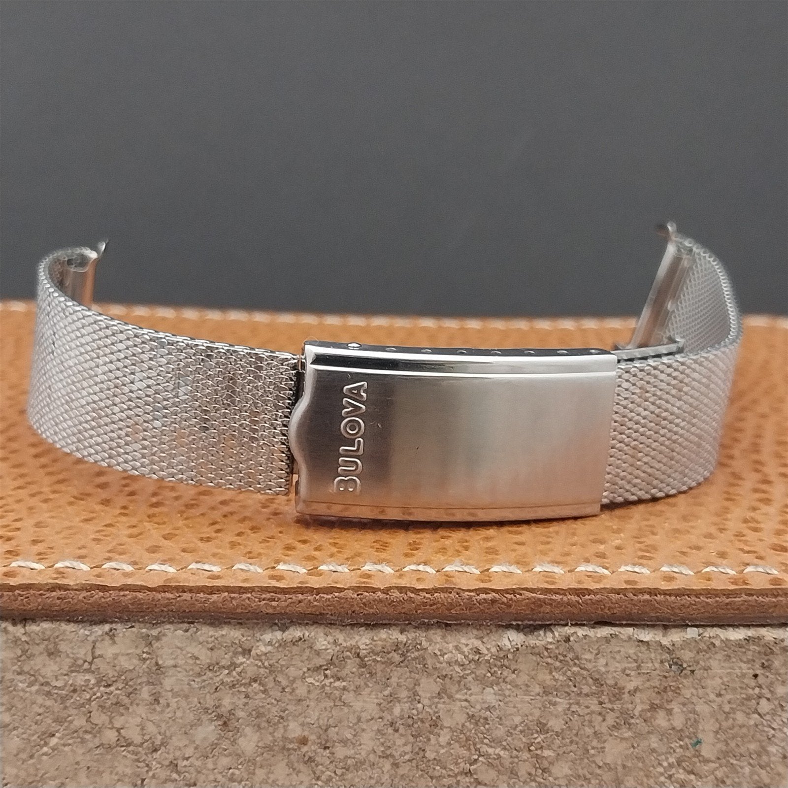 Bulova 17.2mm Stainless Steel Mesh Flat-End nos 1970s Unused Vintage Watch Band