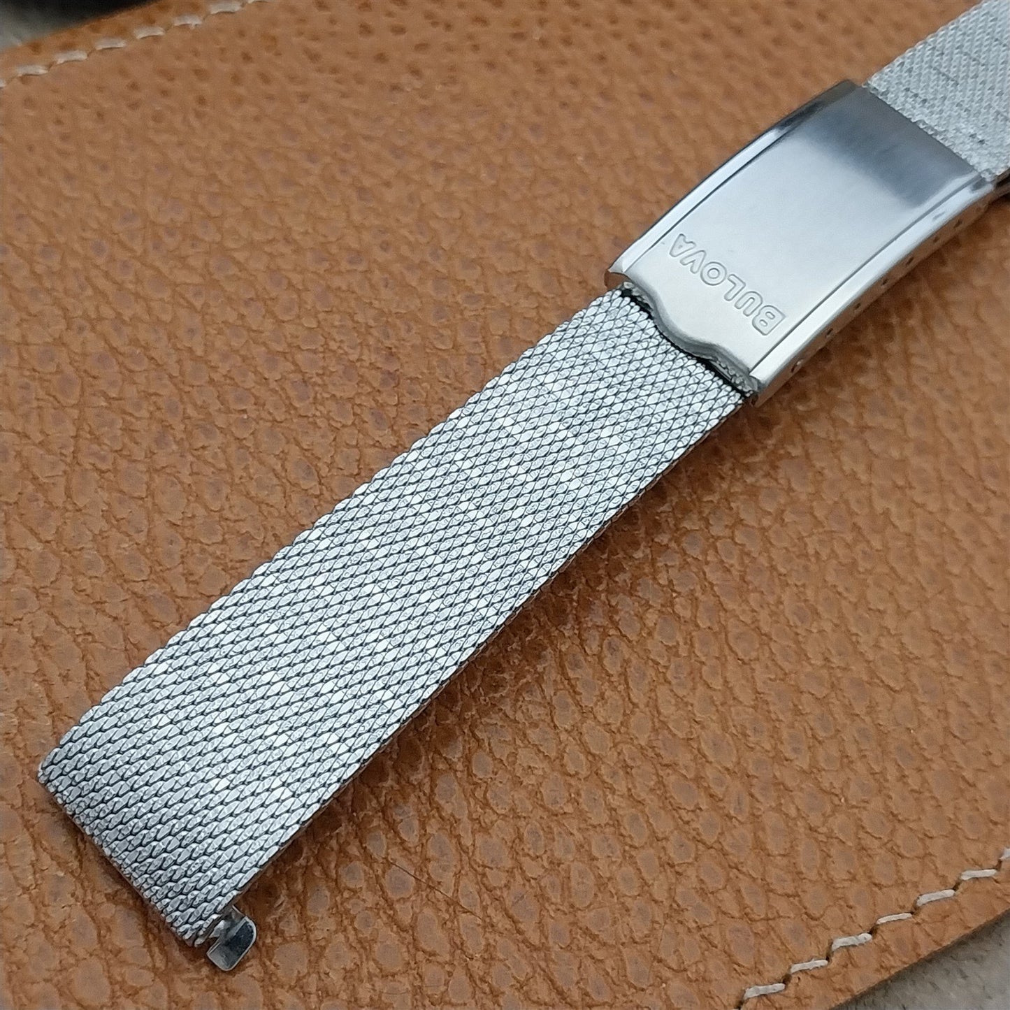 Bulova 17.2mm Stainless Steel Mesh Flat-End nos 1970s Unused Vintage Watch Band