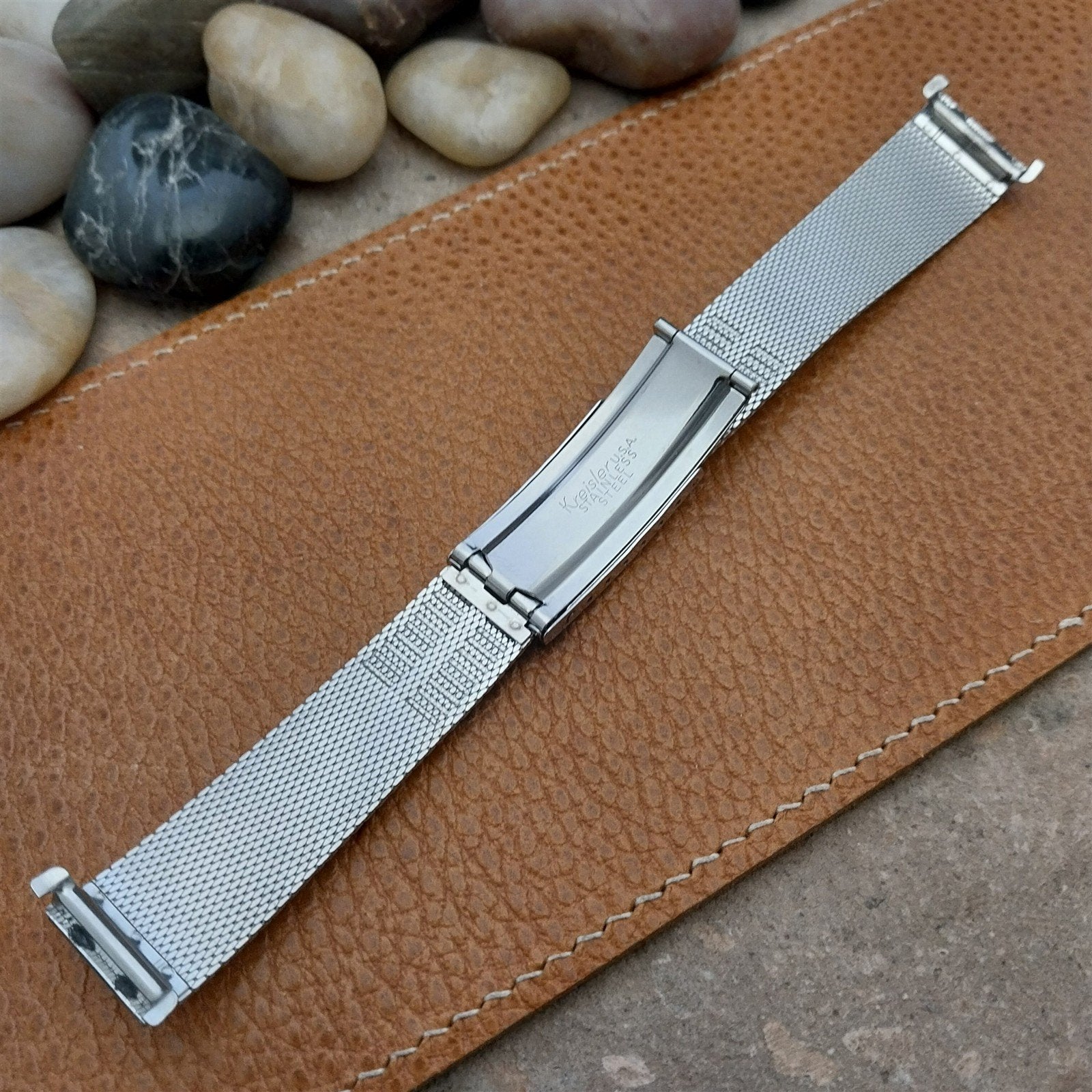 Bulova 17.2mm Stainless Steel Mesh Flat-End nos 1970s Unused Vintage Watch Band