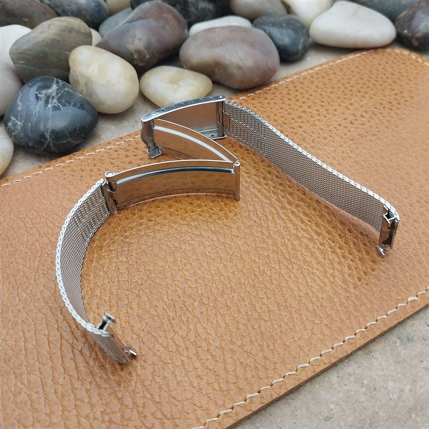 Bulova 17.2mm Stainless Steel Mesh Flat-End nos 1970s Unused Vintage Watch Band