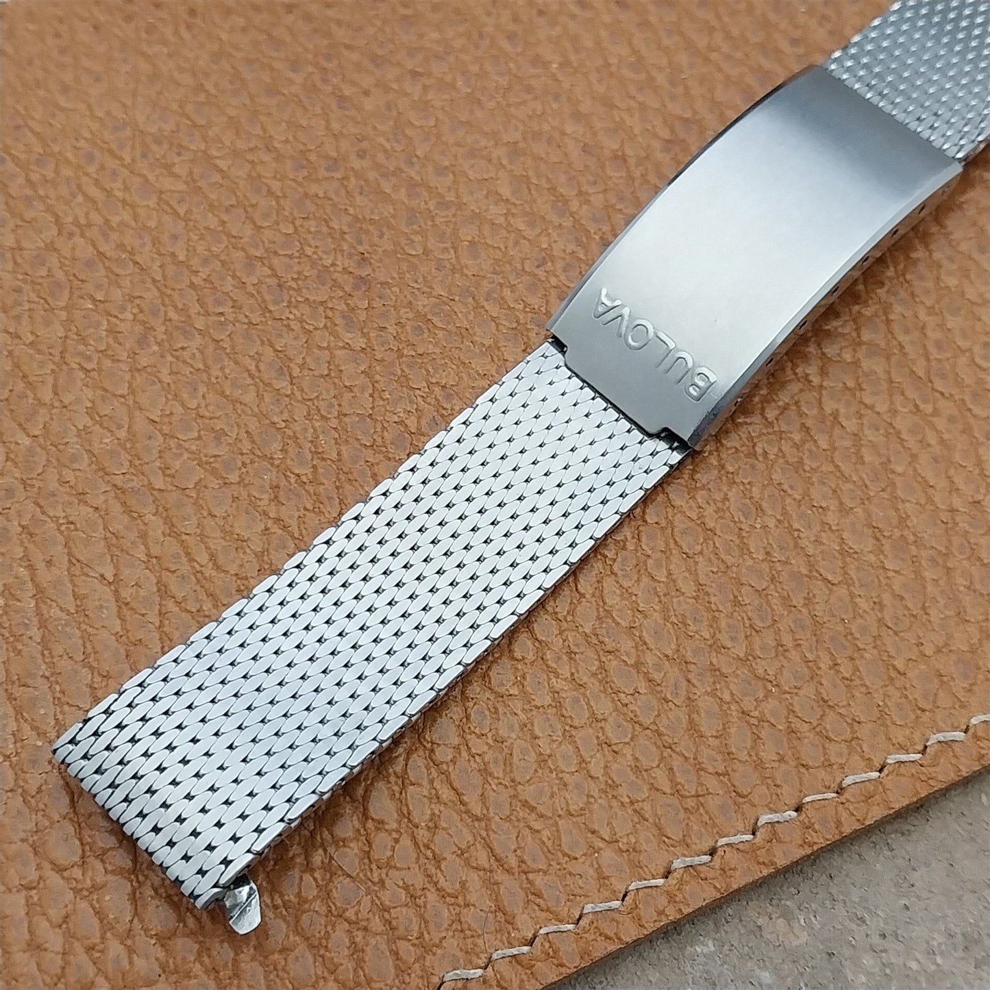 Bulova 17.2mm Stainless Steel Thick Mesh Flat-End nos Unused Vintage Watch Band