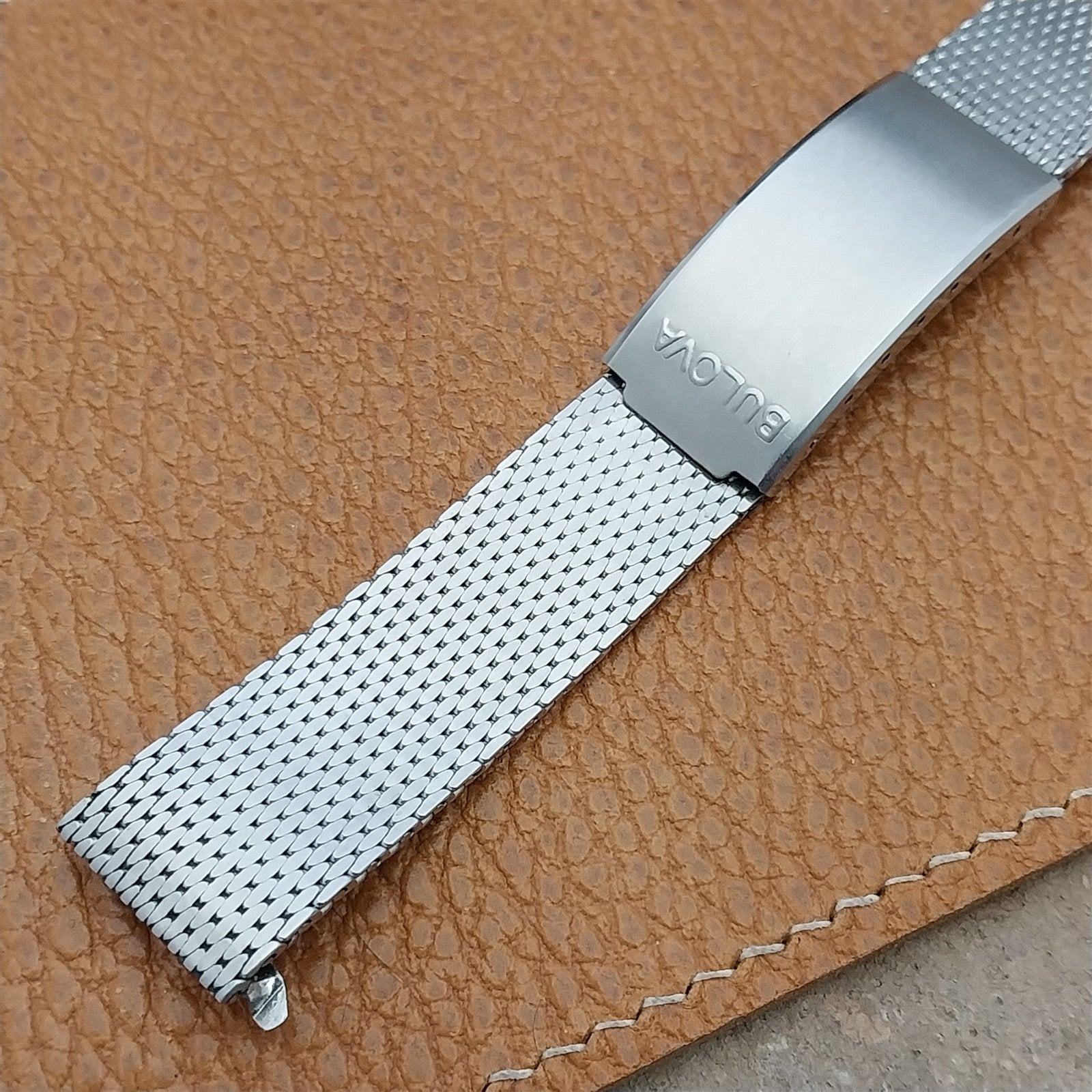 Bulova 17.2mm Stainless Steel Thick Mesh Flat-End nos Unused Vintage Watch Band