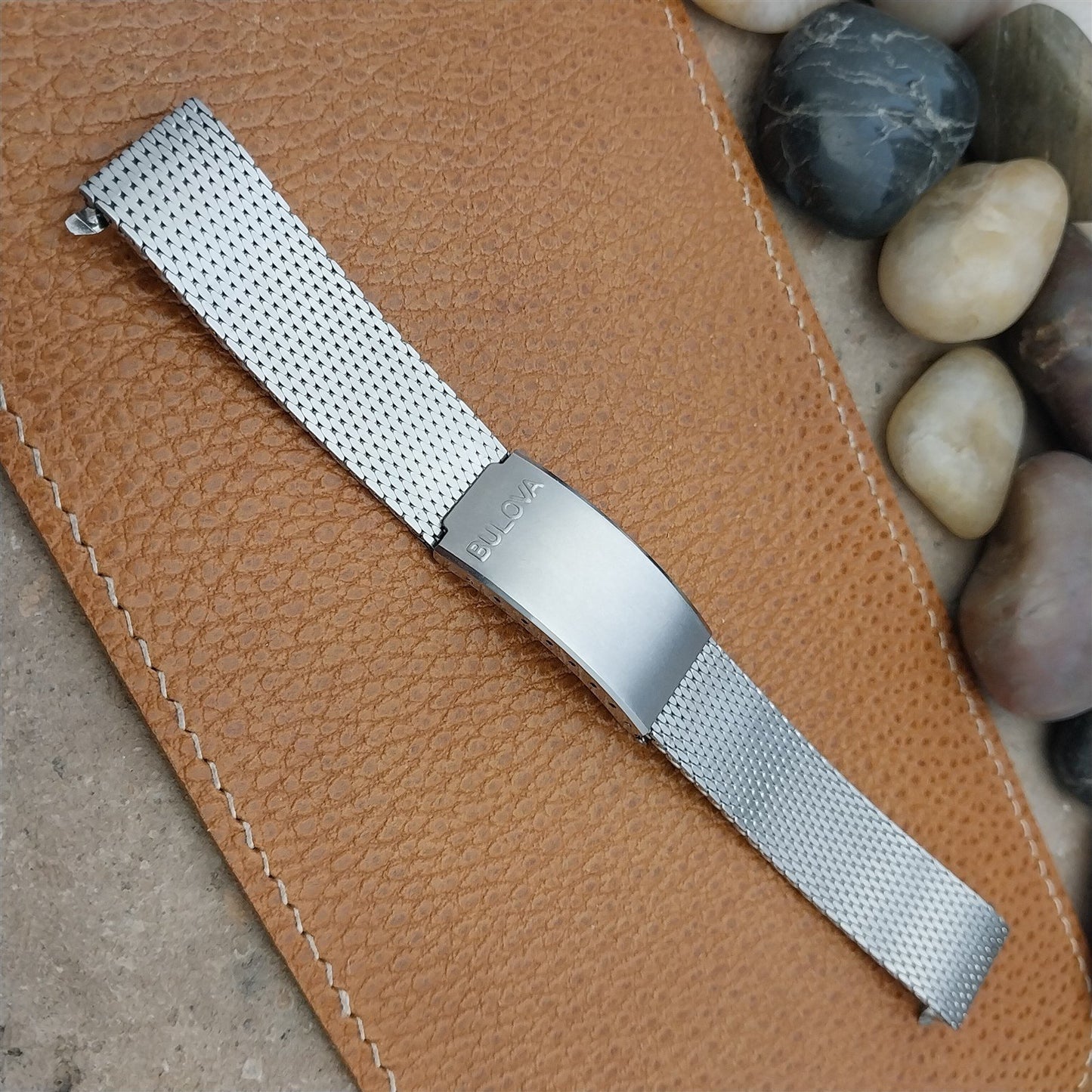 Bulova 17.2mm Stainless Steel Thick Mesh Flat-End nos Unused Vintage Watch Band
