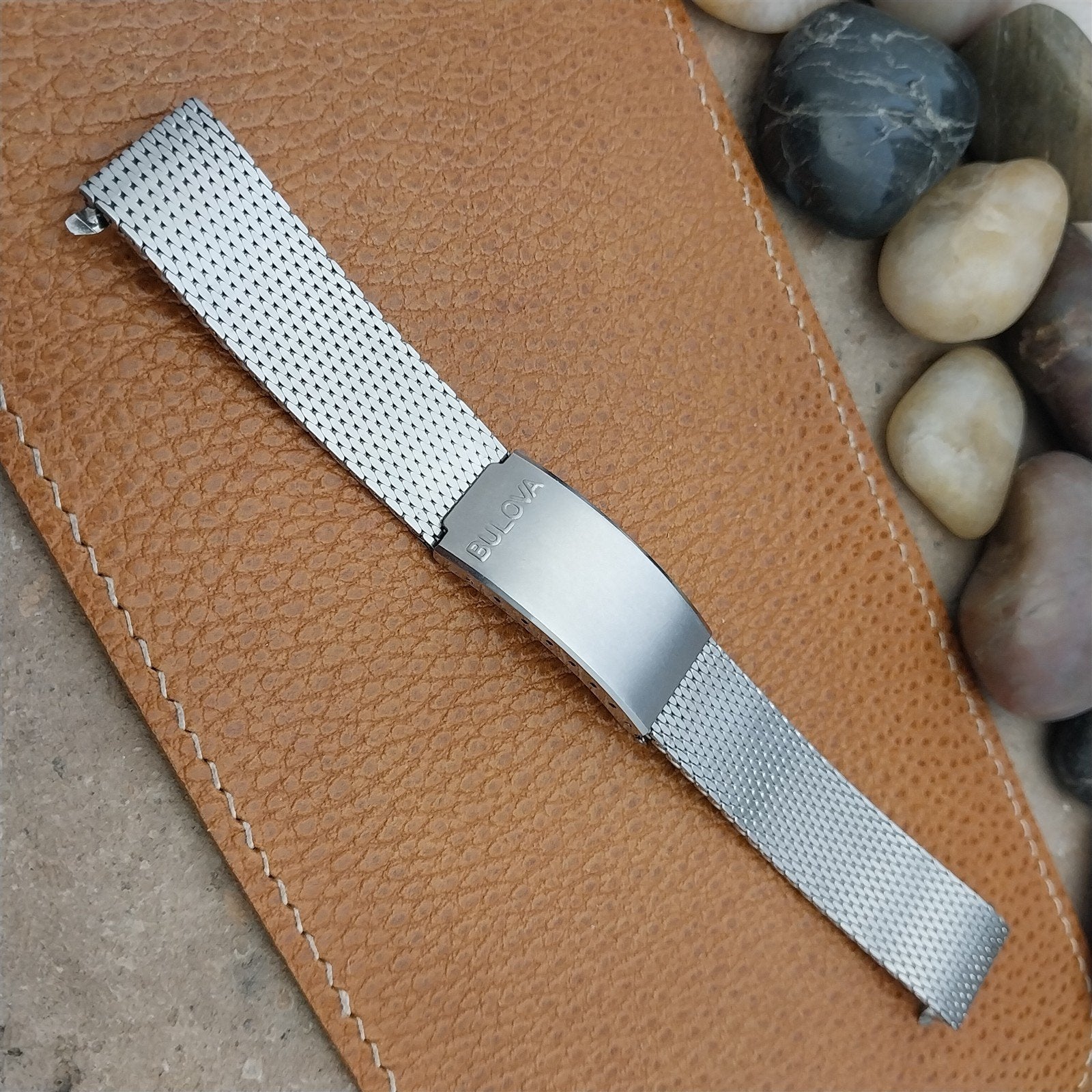 Bulova 17.2mm Stainless Steel Thick Mesh Flat-End nos Unused Vintage Watch Band