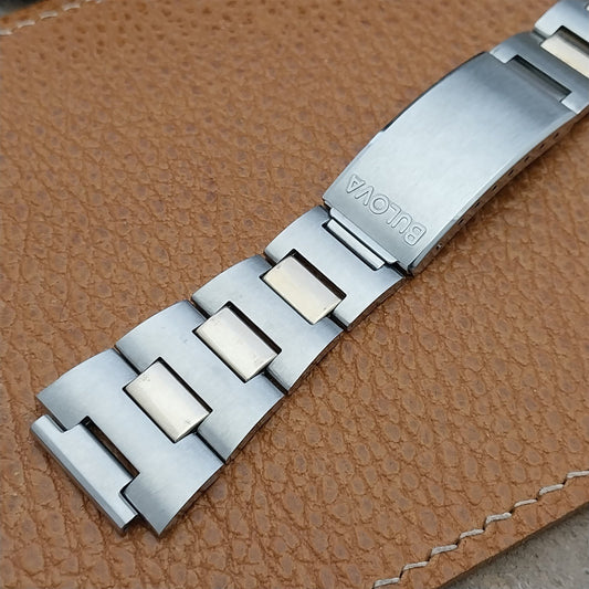 Vintage 17mm Bulova Stelux Stainless Steel & Gold nos Classic 1970s Watch Band