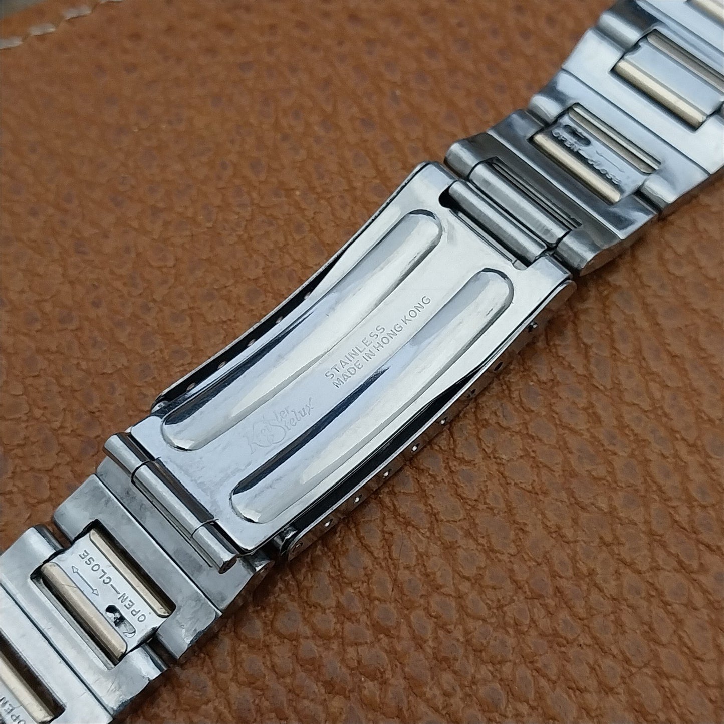 Vintage 17mm Bulova Stelux Stainless Steel & Gold nos Classic 1970s Watch Band