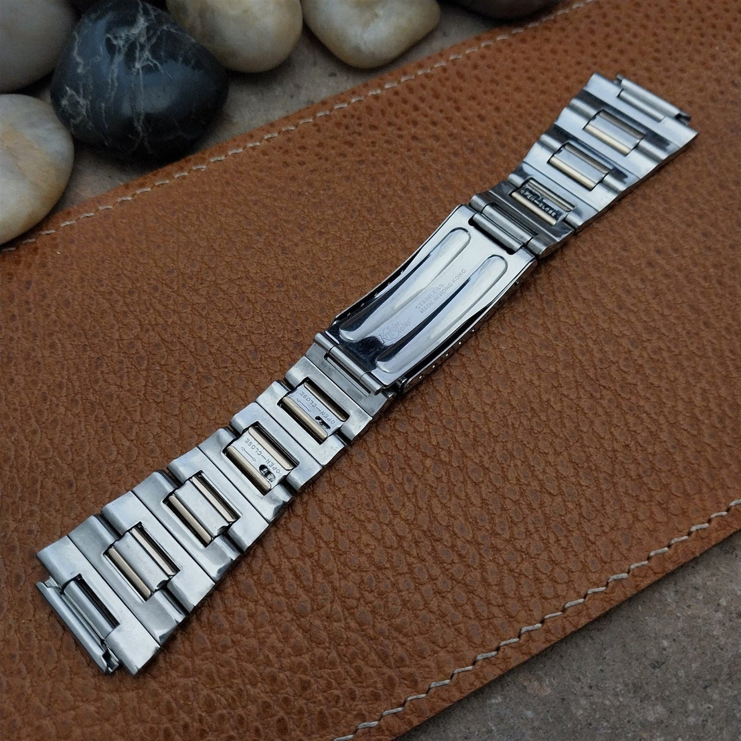 Vintage 17mm Bulova Stelux Stainless Steel & Gold nos Classic 1970s Watch Band