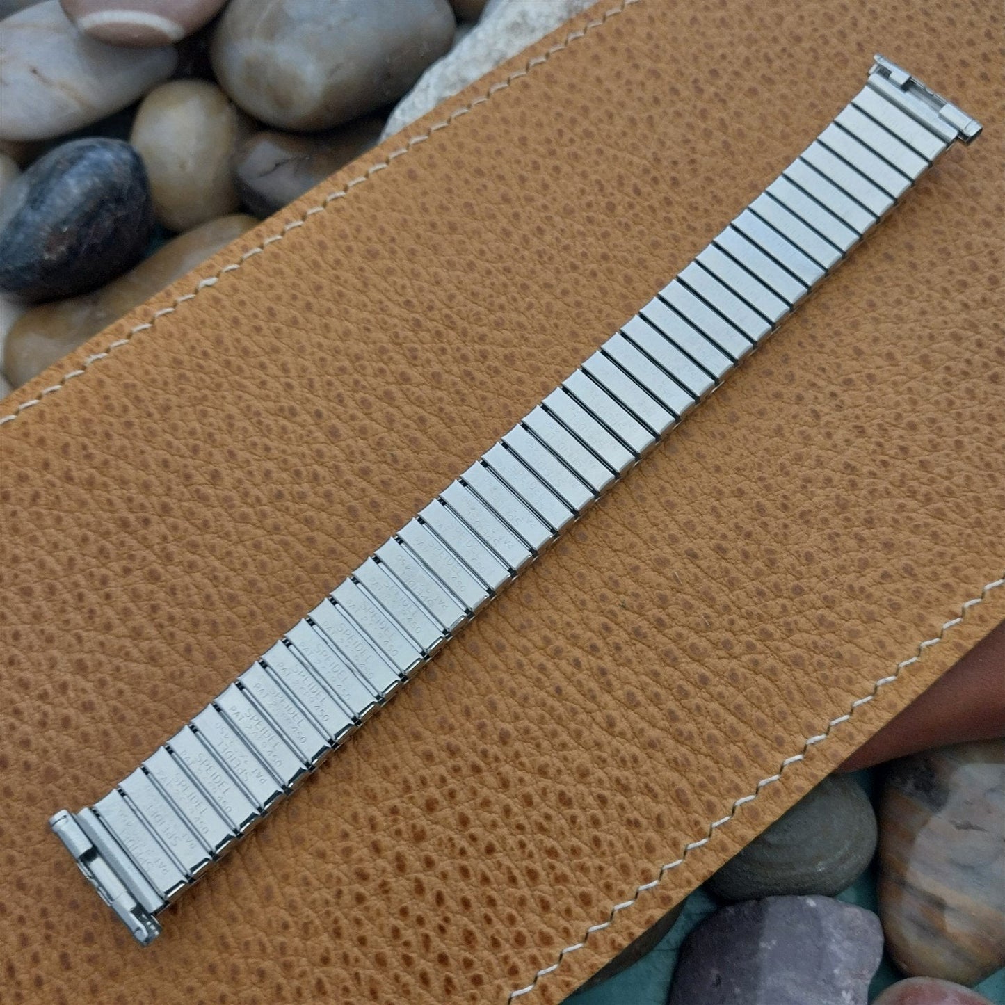 19mm 18mm Stainless Steel Rice Beads Speidel Tempest 1960s Vintage Watch Band