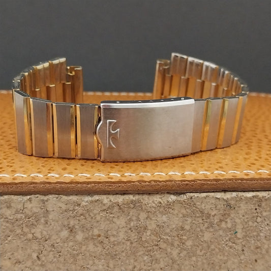 Vintage 18mm Stainless Steel & Gold-Tone Technos Unused 1970s Watch Band