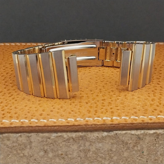 Vintage 18mm Stainless Steel & Gold-Tone Technos Unused 1970s Watch Band