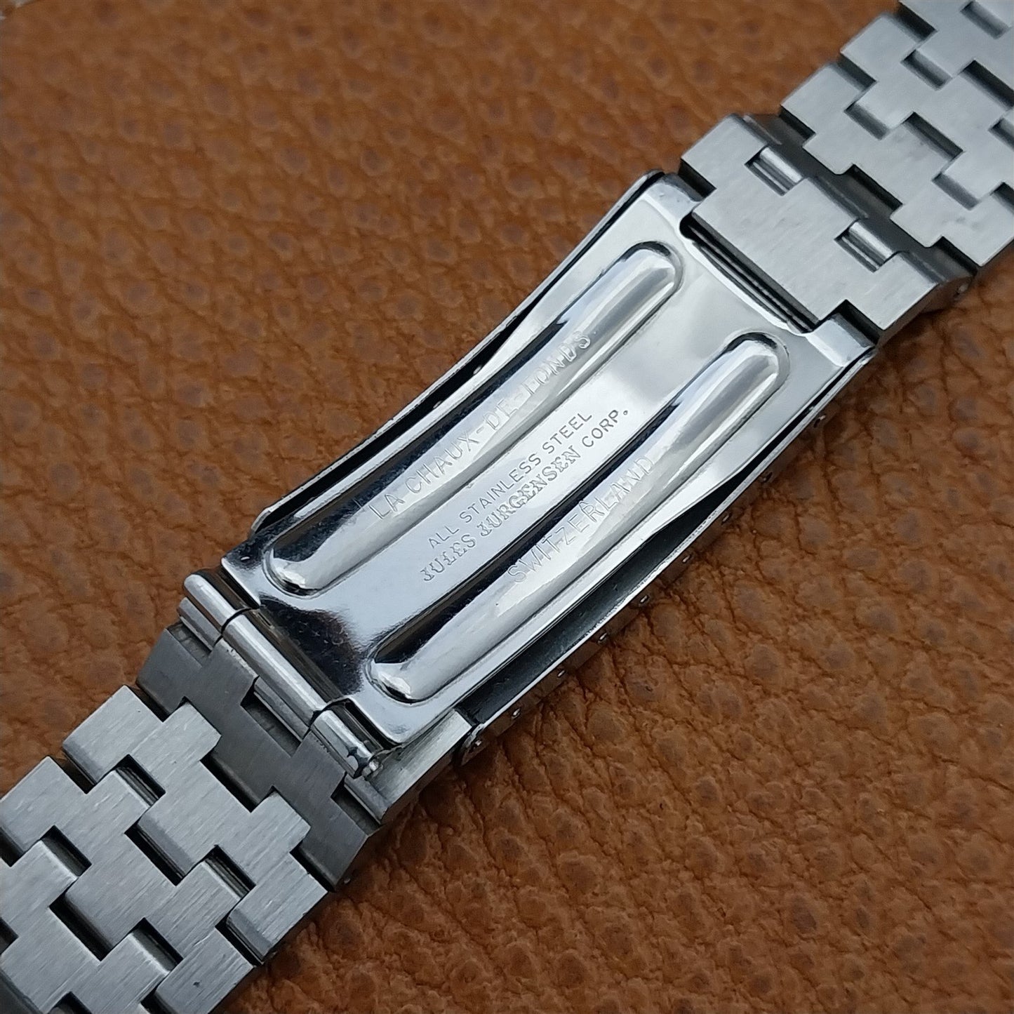 18mm Jules Jurgensen Stainless Steel nos Swiss 1970s Unused Vintage Watch Band