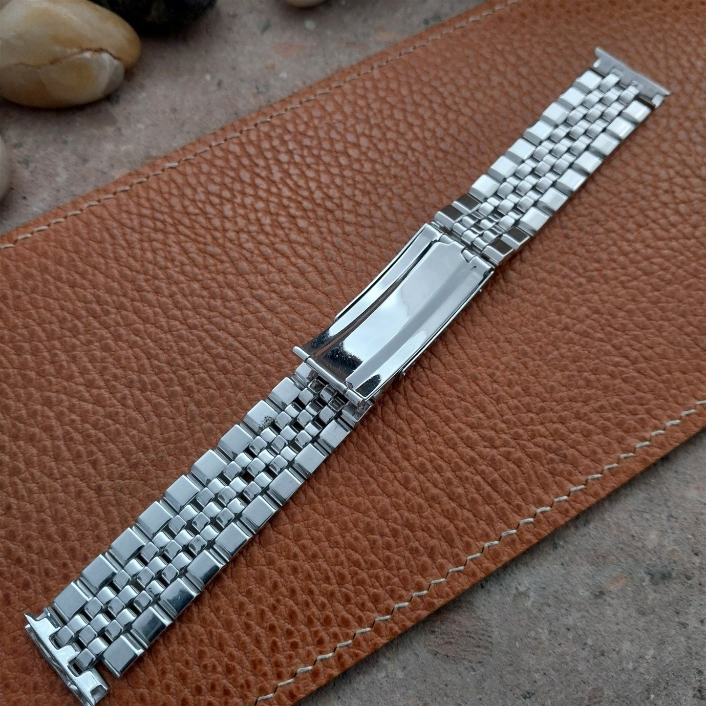 Vintage 17.2mm 1960s White Gold-Filled Deployment Unused nos Watch Band