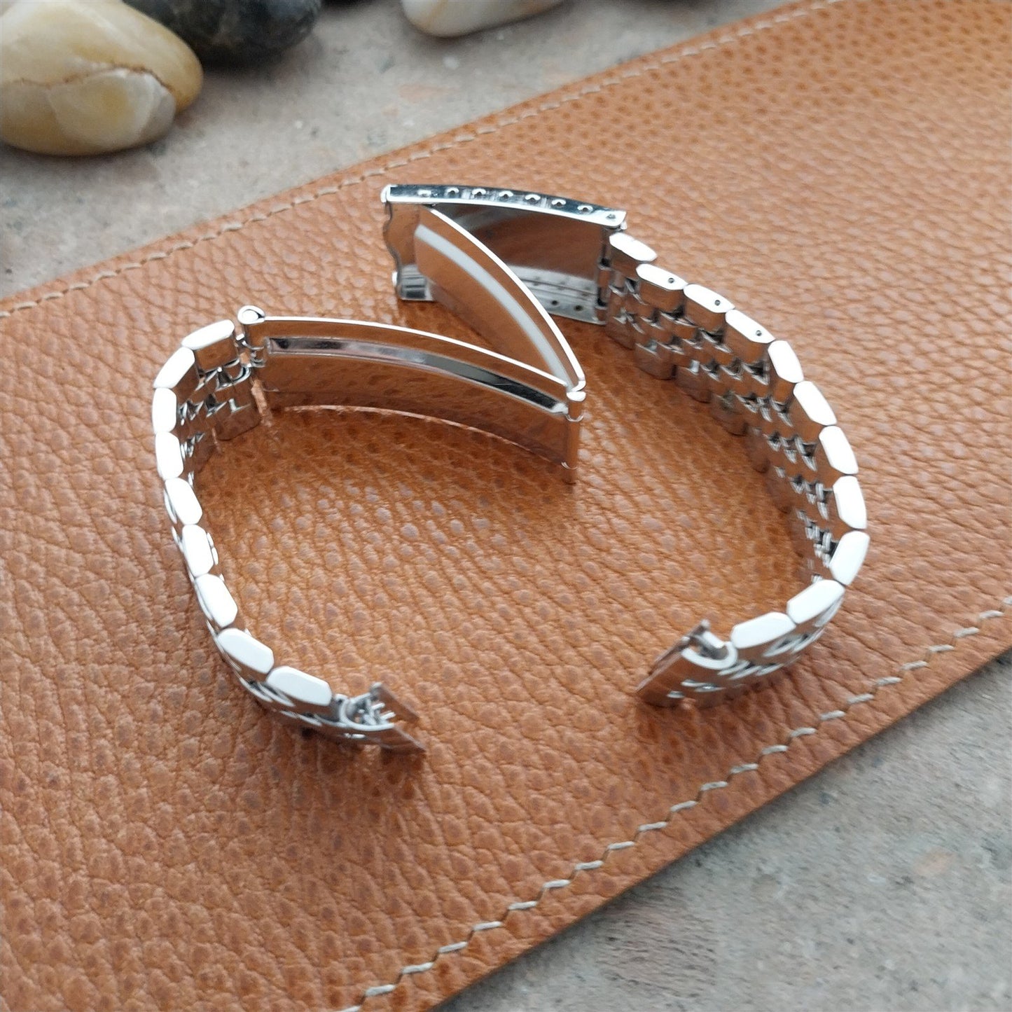 Vintage 17.2mm 1960s White Gold-Filled Deployment Unused nos Watch Band