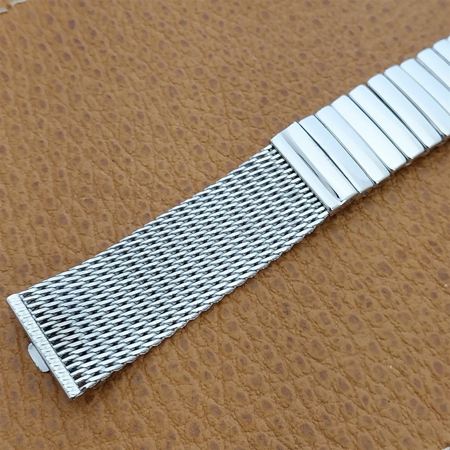 17.2mm 1960s White Gold-Filled Mesh JB Champion nos Vintage Watch Band