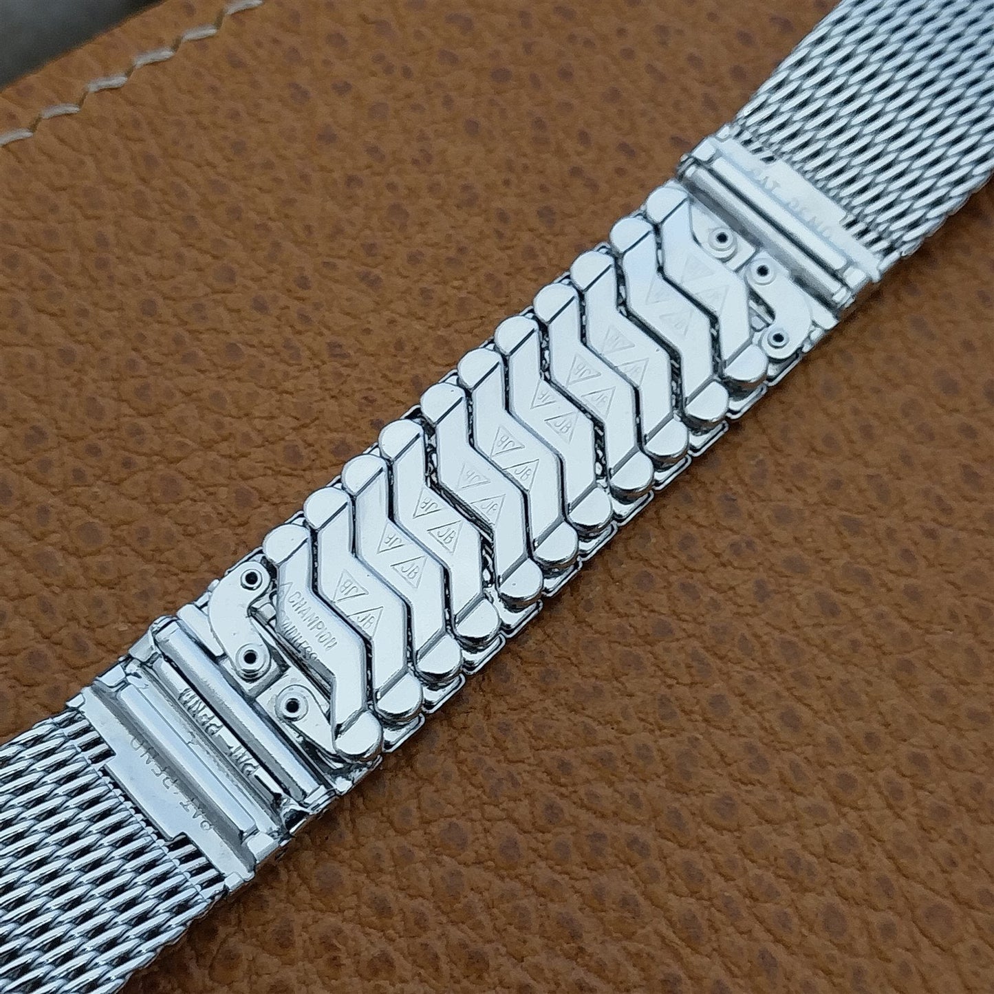 17.2mm 1960s White Gold-Filled Mesh JB Champion nos Vintage Watch Band