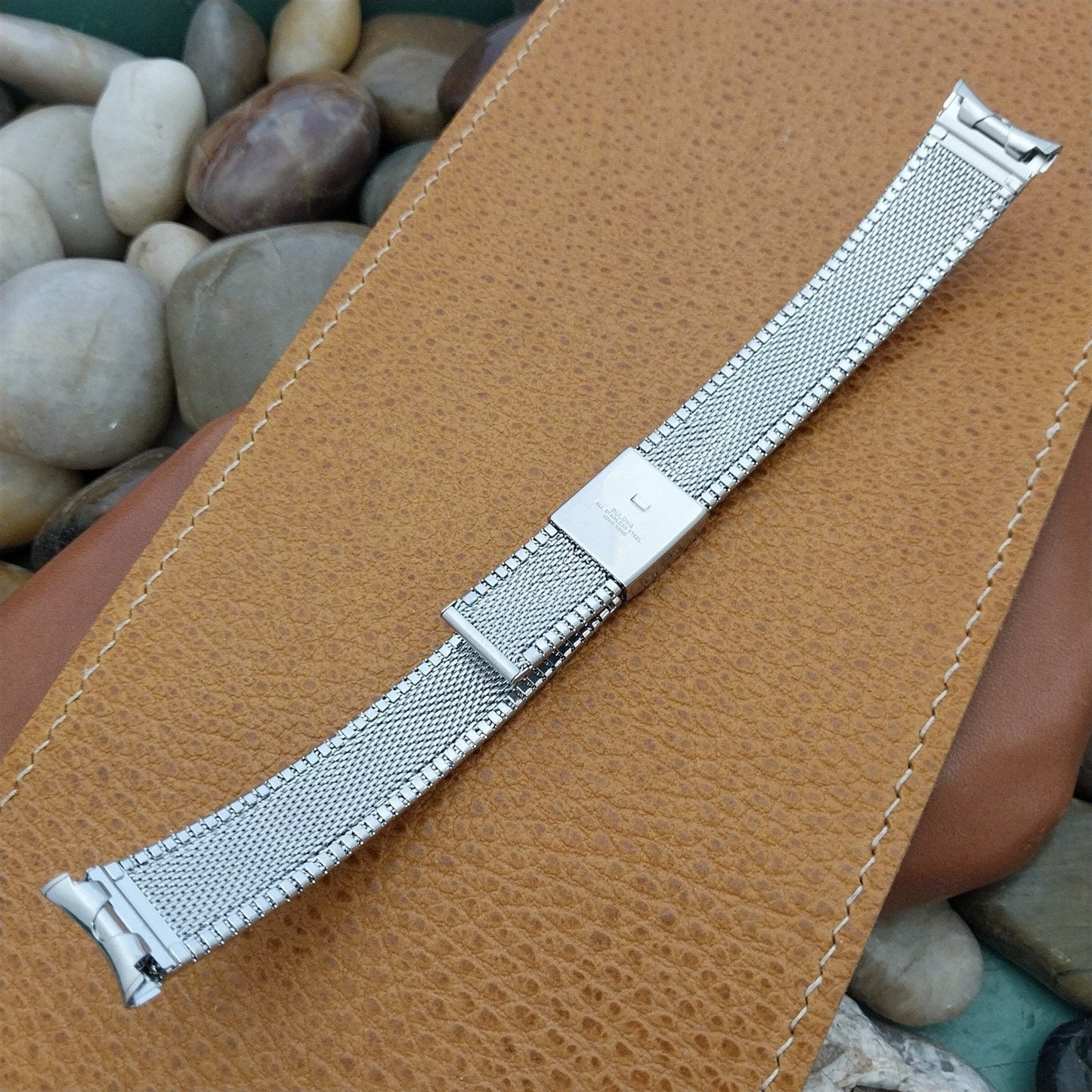 Bulova Stainless Steel 2 piece bracelet 19mm nos 1970s Vintage Watch Band