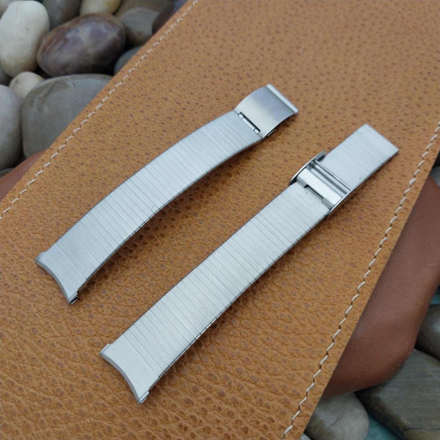 Bulova Stainless Steel 2 piece bracelet 19mm nos 1970s Vintage Watch Band