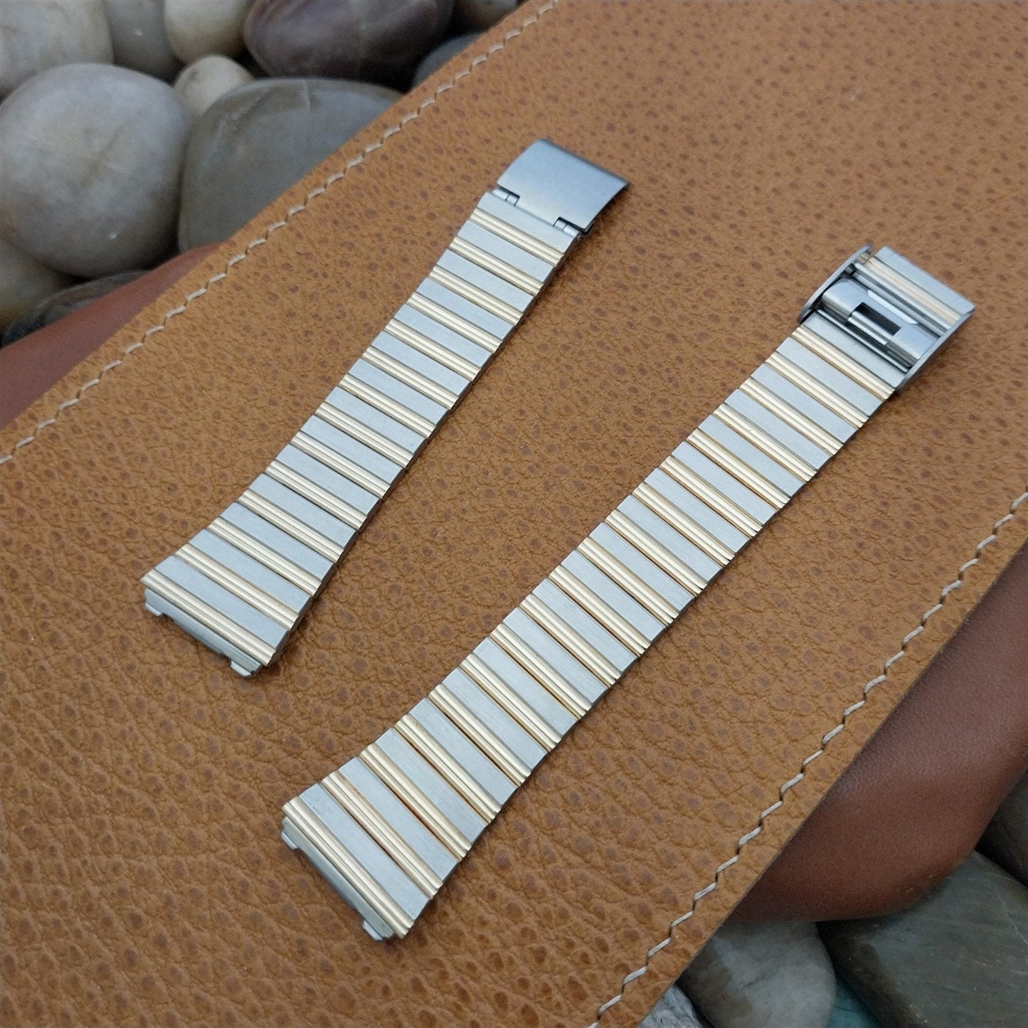 18mm Bulova Stainless & Gold-Tone nos Vintage Watch Band