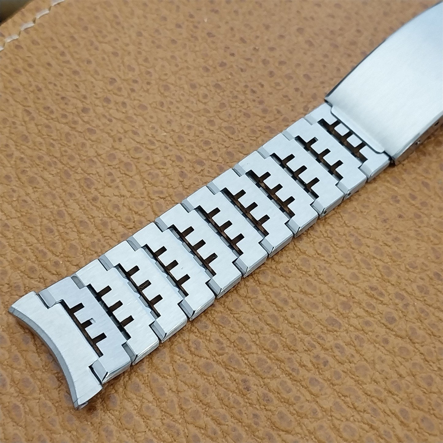 19mm Bulova Solid-Link Stainless Steel nos 1970s Long Vintage Watch Band