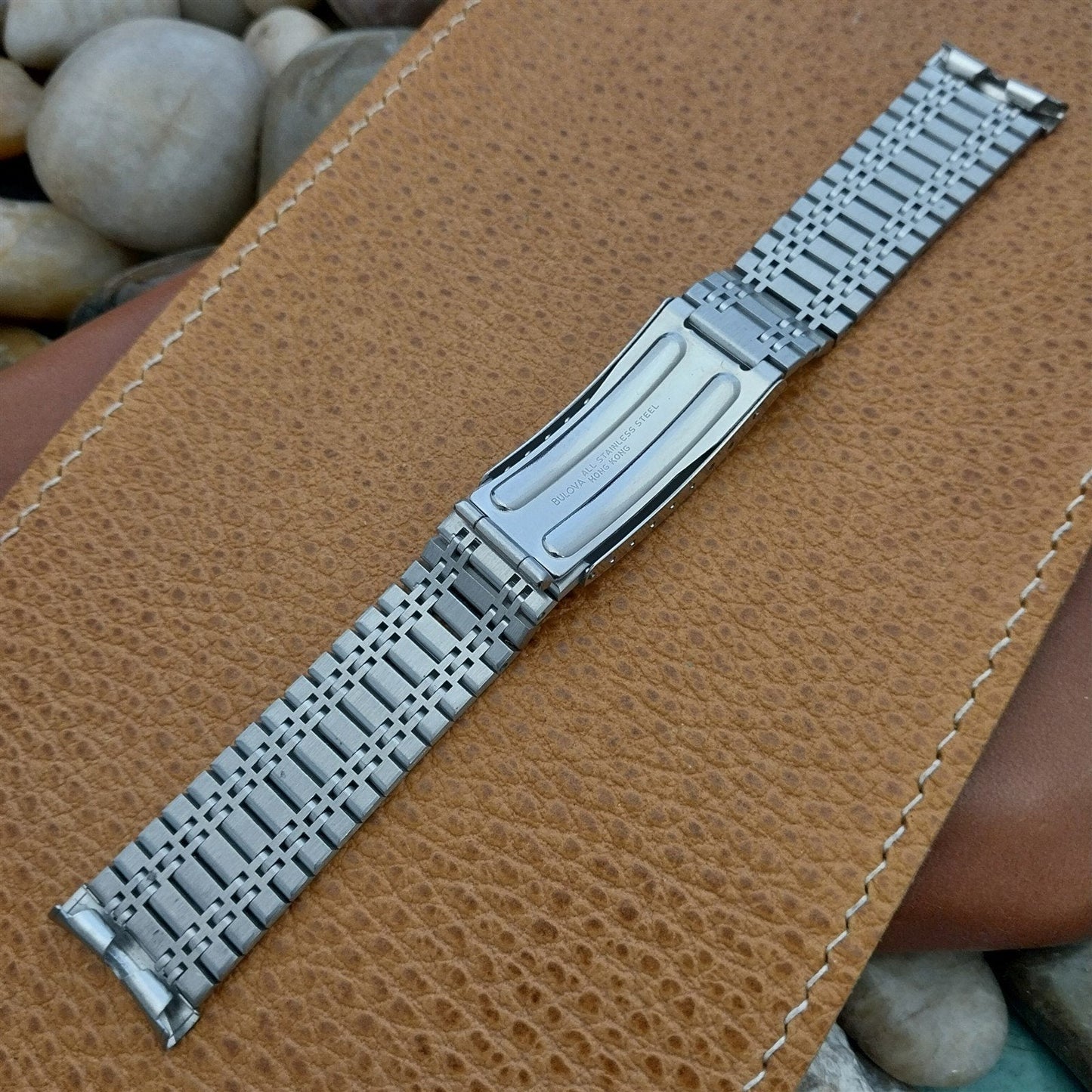 19mm 18mm 17mm Bulova Solid-Link Stainless Steel Unused 1970s Vintage Watch Band