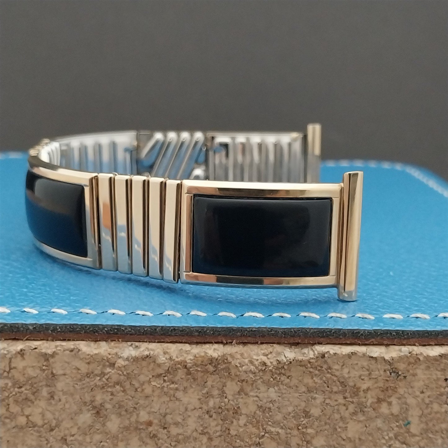 1957 Black & 10k Yellow Gold-Filled Calypso Speidel Unused Vintage Watch Band