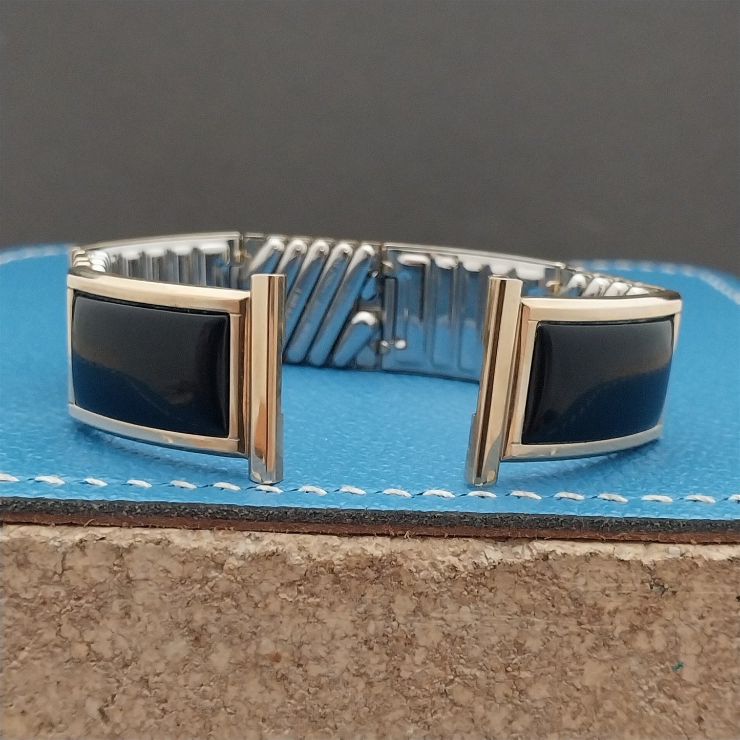 1957 Black & 10k Yellow Gold-Filled Calypso Speidel Unused Vintage Watch Band