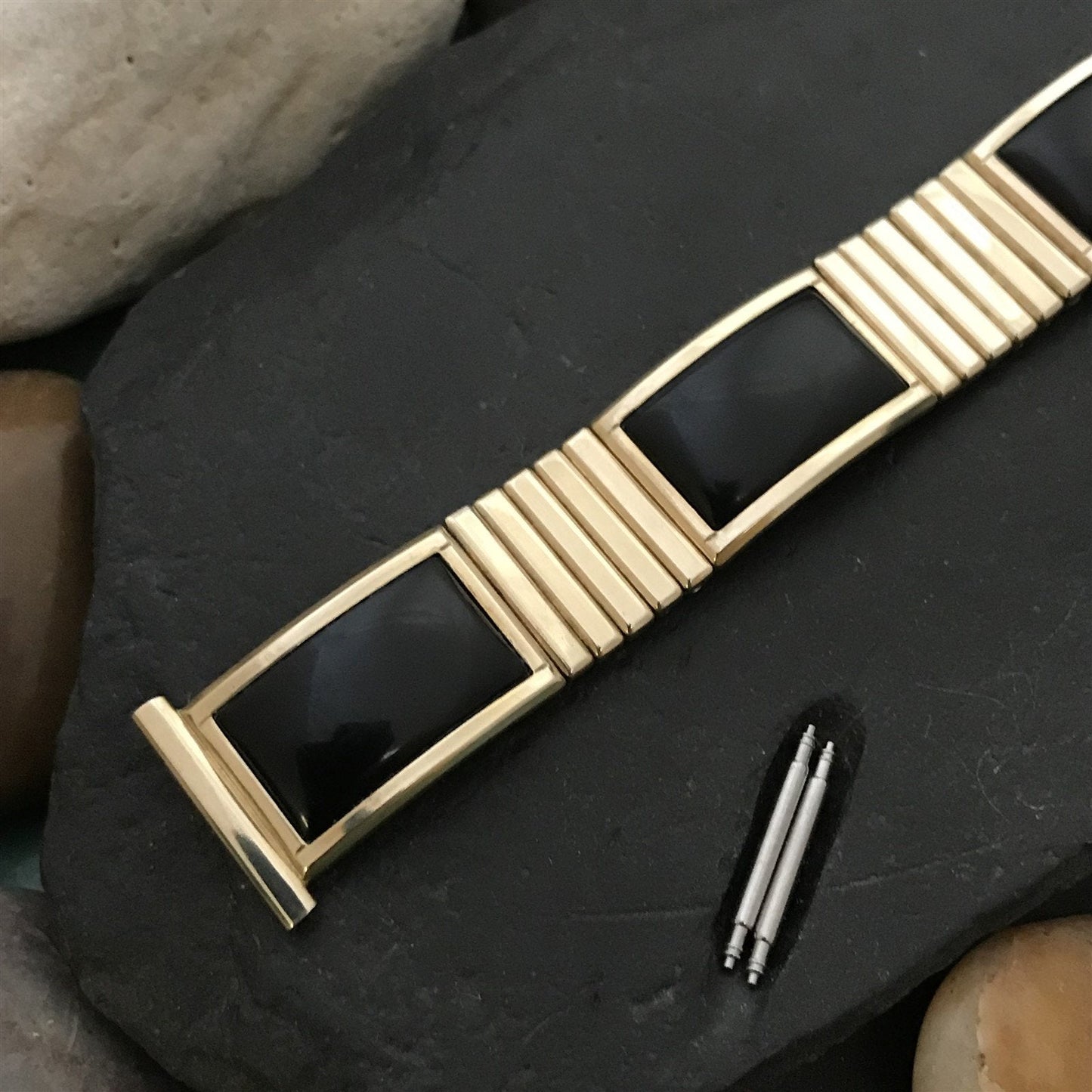 1957 Black & 10k Yellow Gold-Filled Calypso Speidel Unused Vintage Watch Band