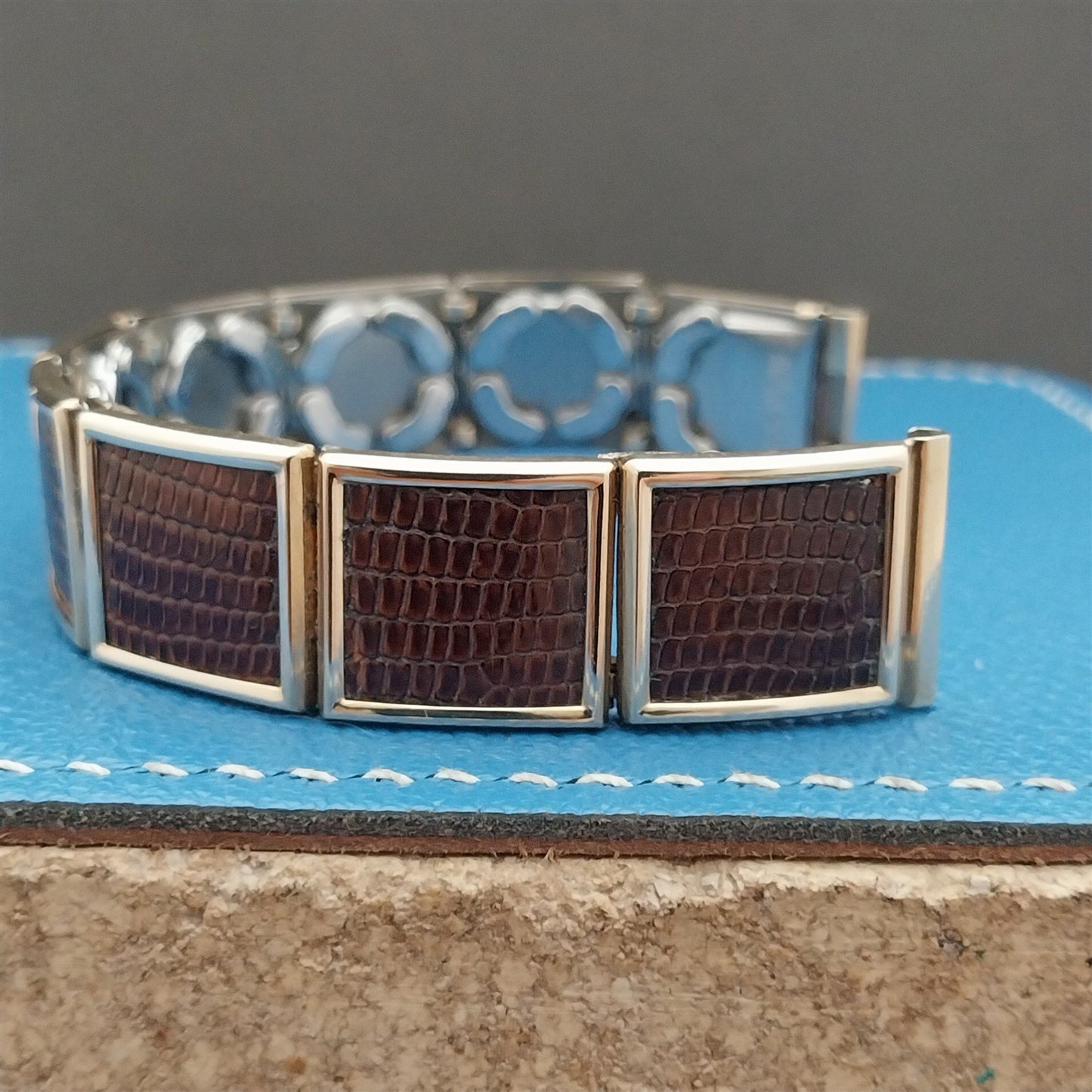 1950s Vintage 5/8" Speidel Gold Filled &Lizard Unused Classic Stretch Watch Band