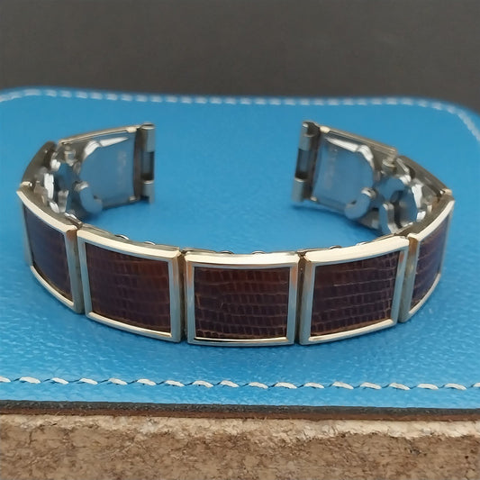 1950s Vintage 5/8" Speidel Gold Filled &Lizard Unused Classic Stretch Watch Band