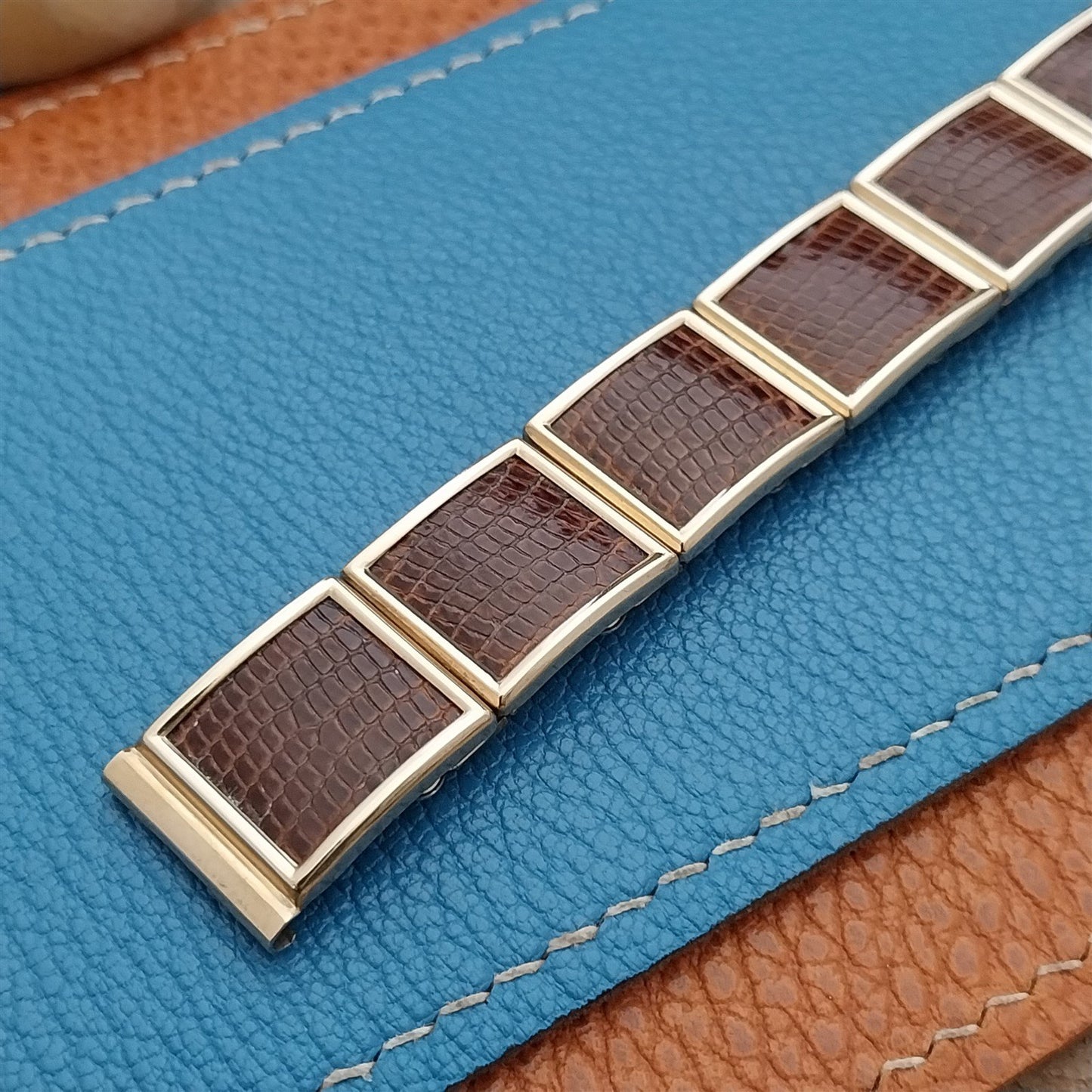 1950s Vintage 5/8" Speidel Gold Filled &Lizard Unused Classic Stretch Watch Band