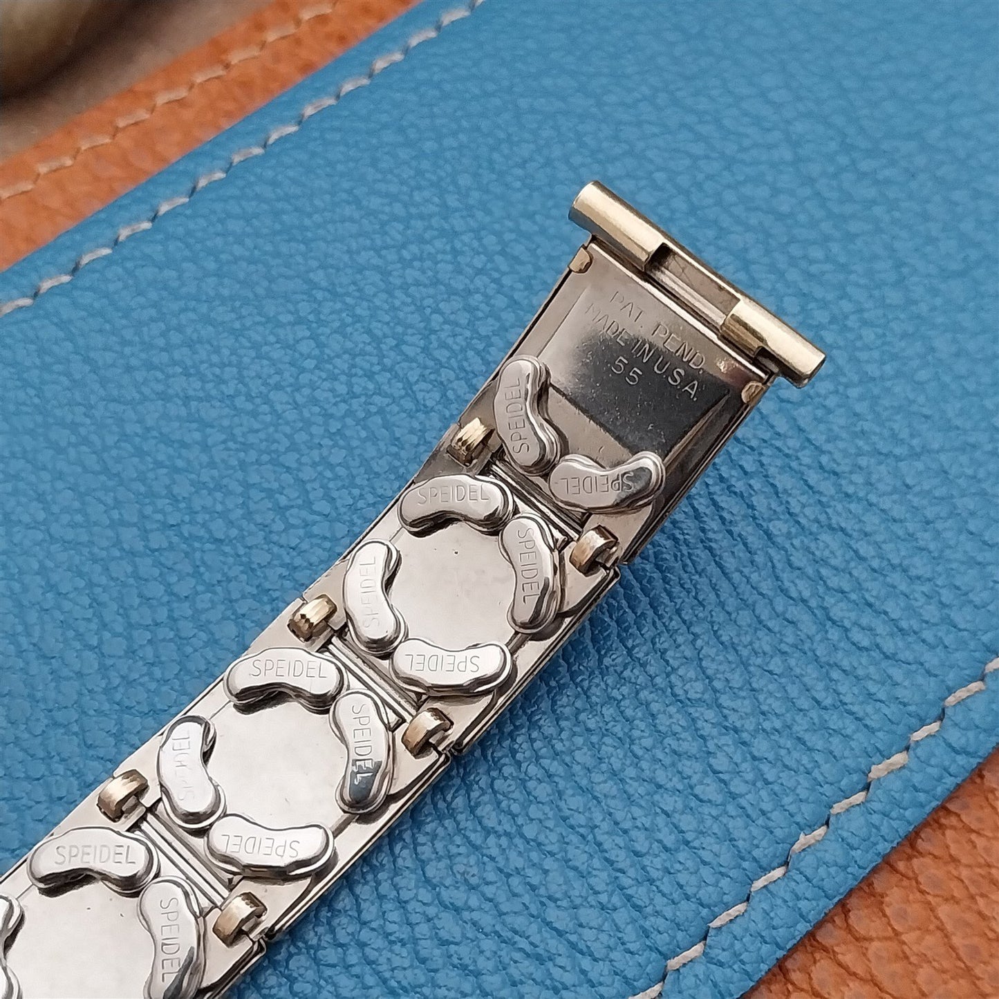 19mm 18mm 16mm Gold Filled & Lizard Speidel Floating Link NOS Vintage Watch Band