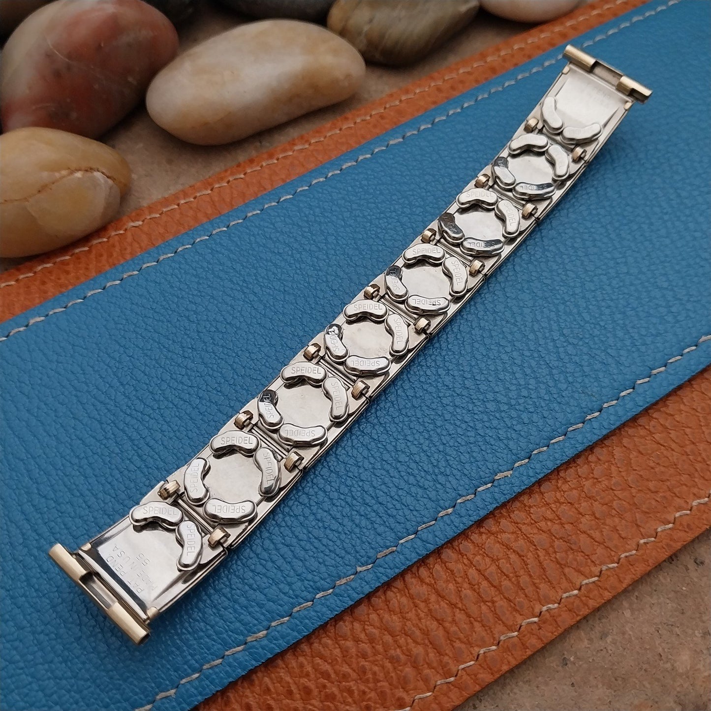 19mm 18mm 16mm Gold Filled & Lizard Speidel Floating Link NOS Vintage Watch Band