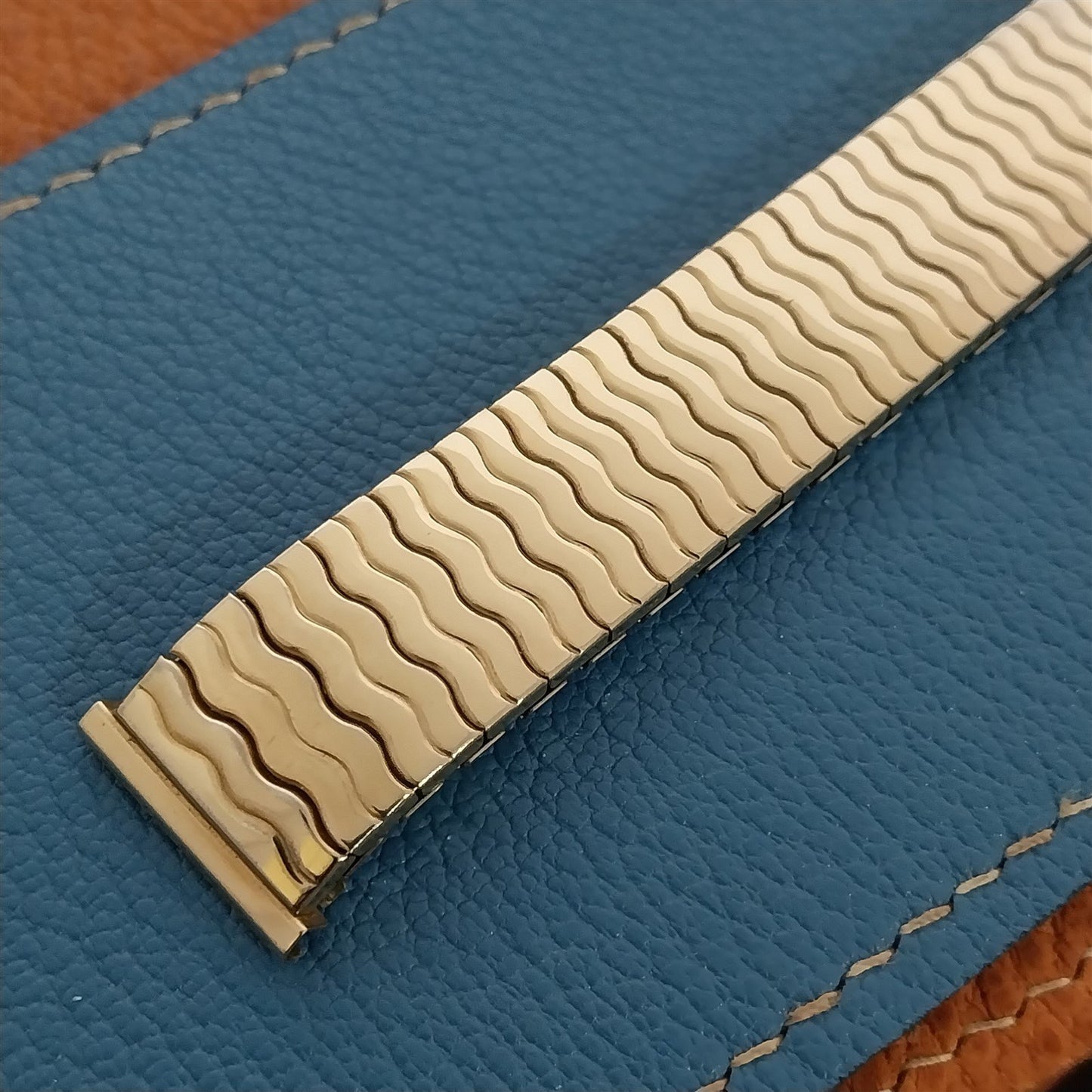 Vintage 1970s 17mm 16mm Yellow Gold RGP Speidel Riptide 17.2mm Watch Band