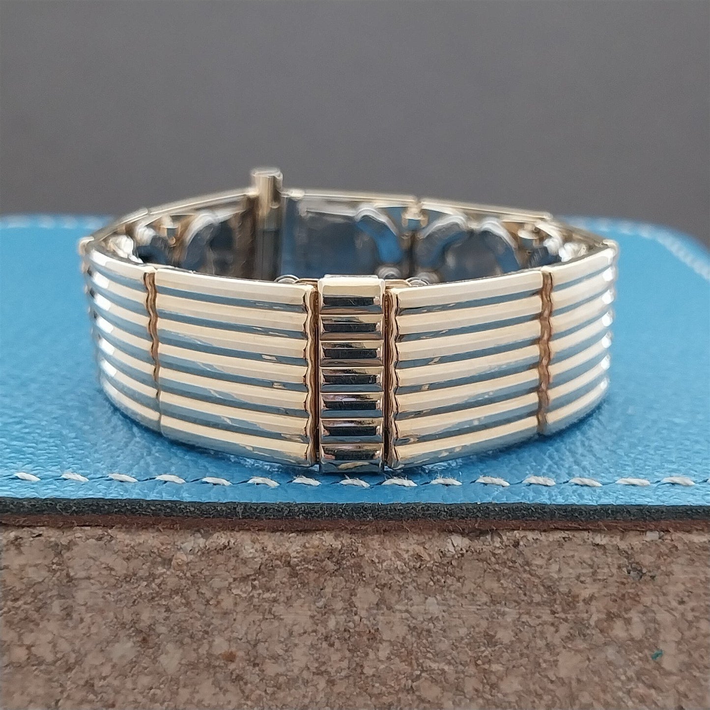 10k Gold Filled 1955 Speidel In The Groove Floating-Link nos Vintage Watch Band