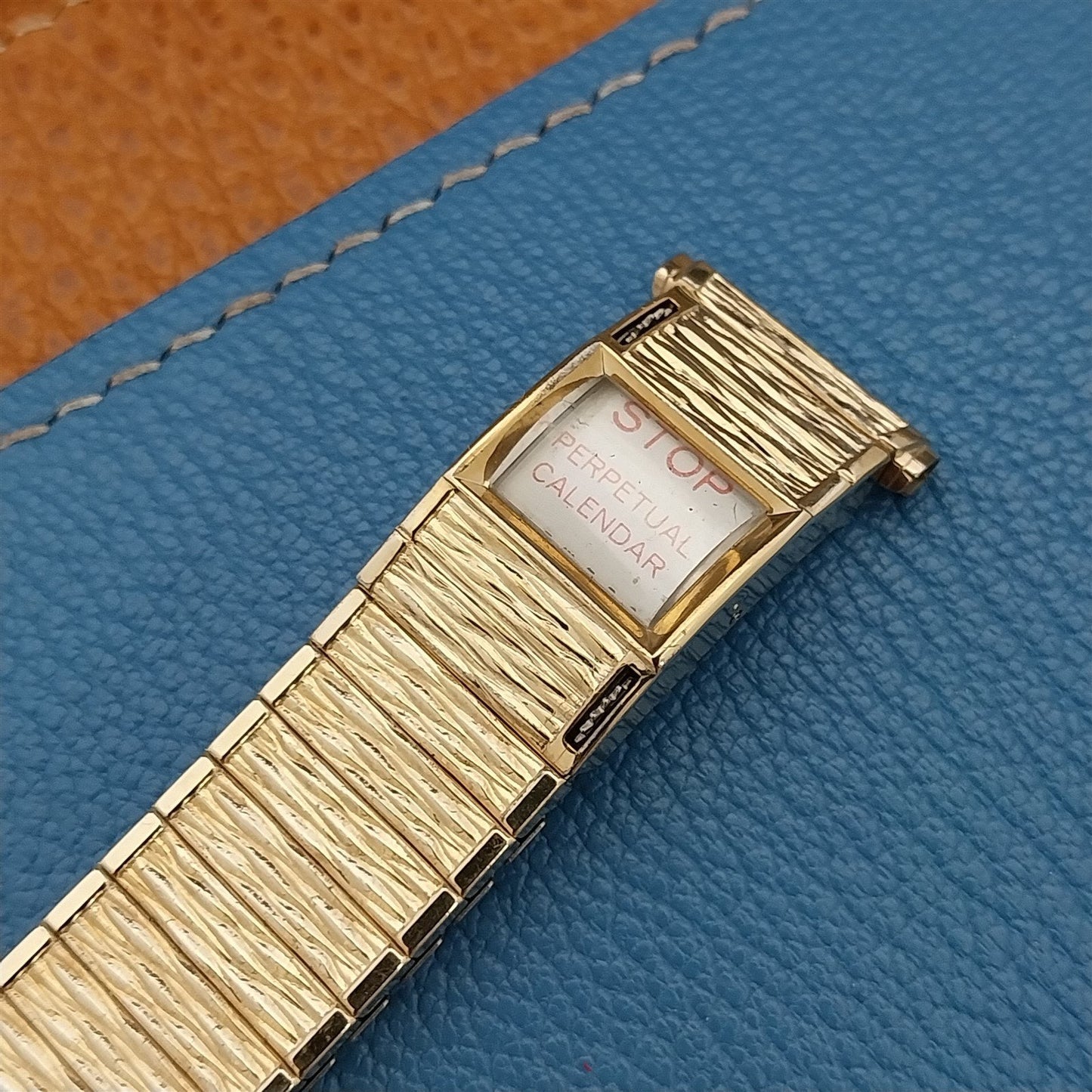 Vintage Speidel USA 18mm 19mm 10k Gold Filled Perpetual Calendar nos Watch Band