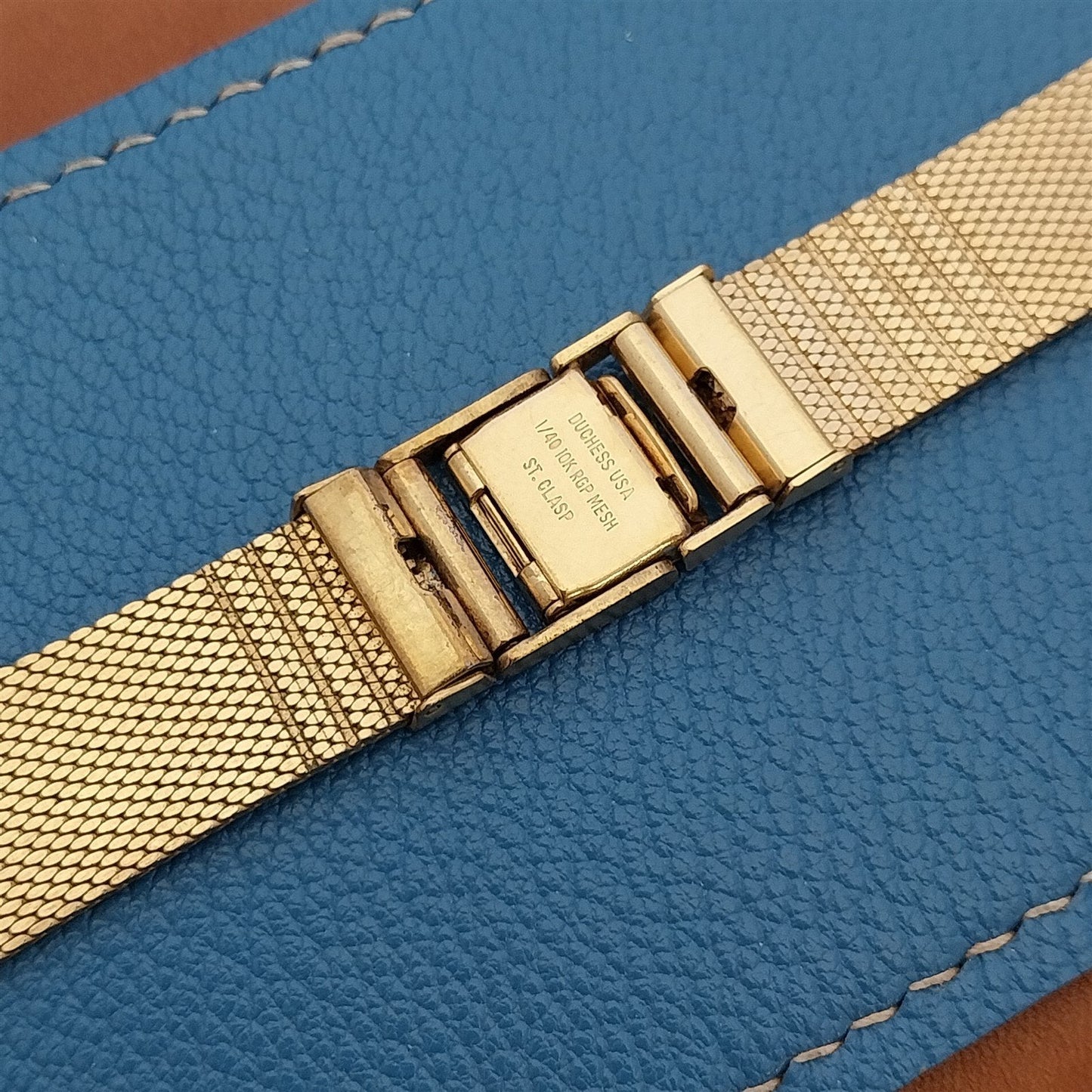 Vintage Tab-End Duchess USA Yellow Gold rgp Mesh Unused 1970s Classic Watch Band