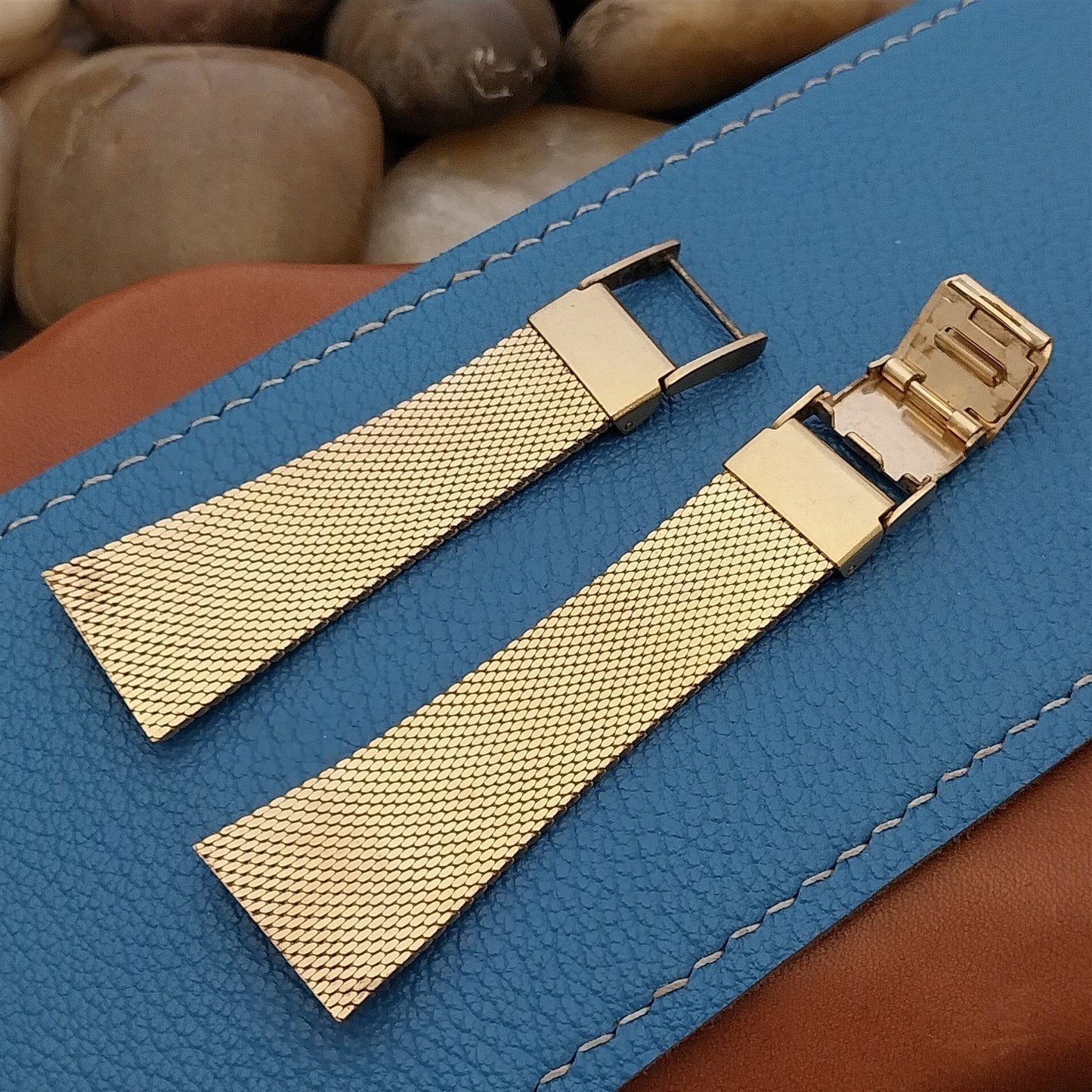 Vintage Tab-End Duchess USA Yellow Gold rgp Mesh Unused 1970s Classic Watch Band